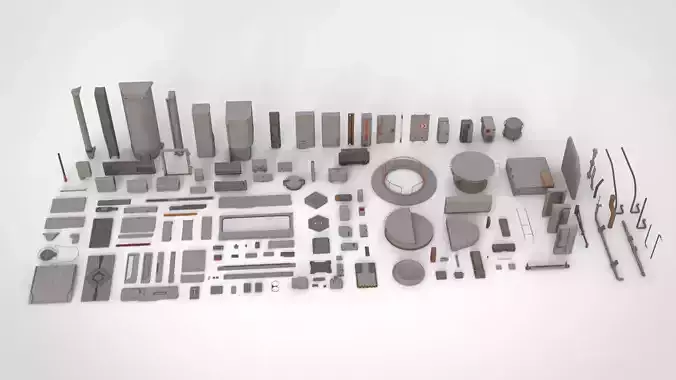 Sci-Fi architecture Elements collection 14 3D model