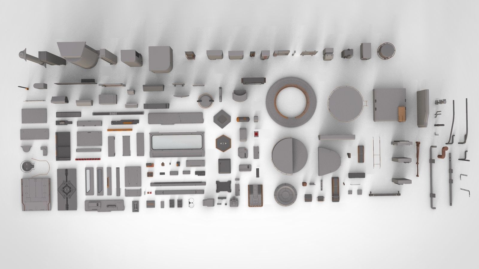 Sci-Fi architecture Elements collection 14 3D model_1