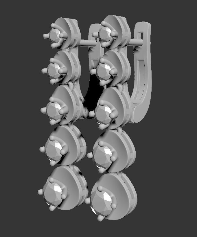 101004 E classic movable earrings  with mirrors  3D print model_5