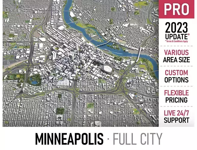 Minneapolis Low-poly 3D model