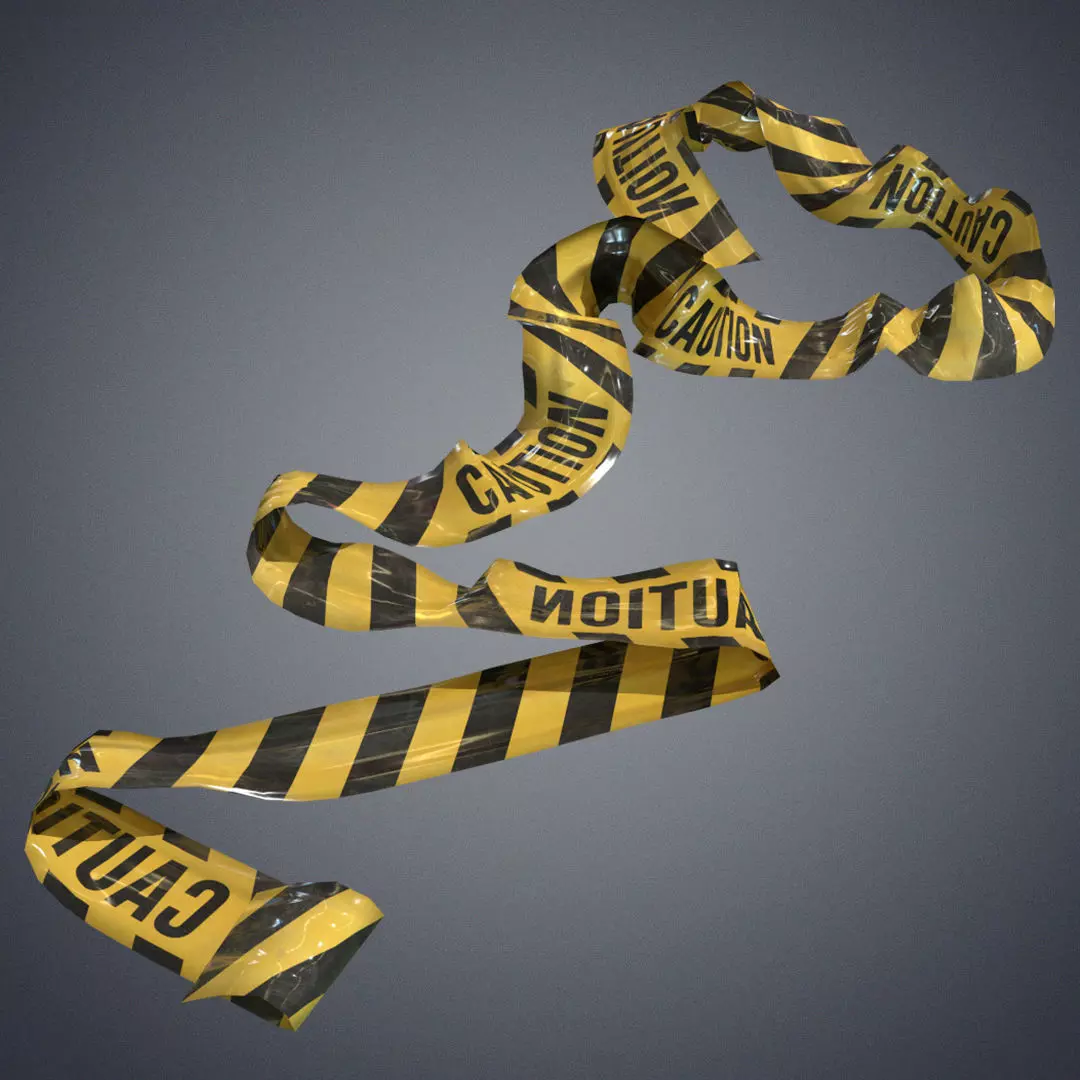 Warning tapes Low-poly 3D model_0