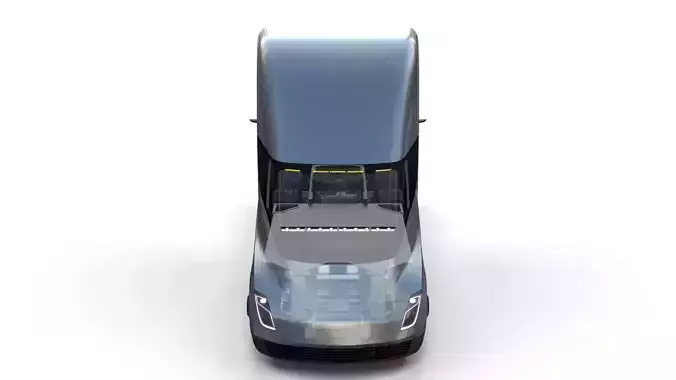 Tesla Truck with Chassis and Interior Silver