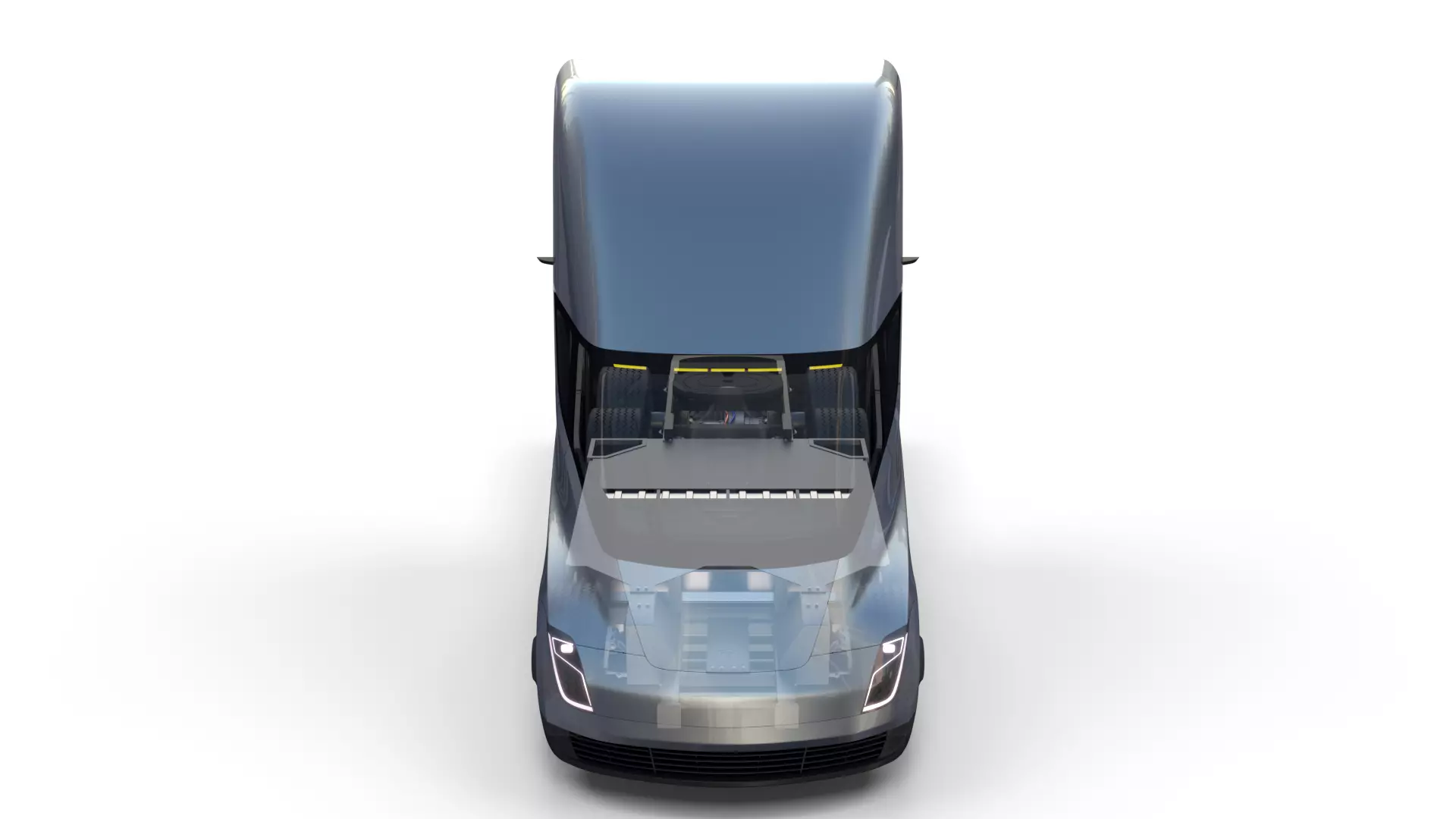 Tesla Truck with Chassis and Interior Silver 3D model