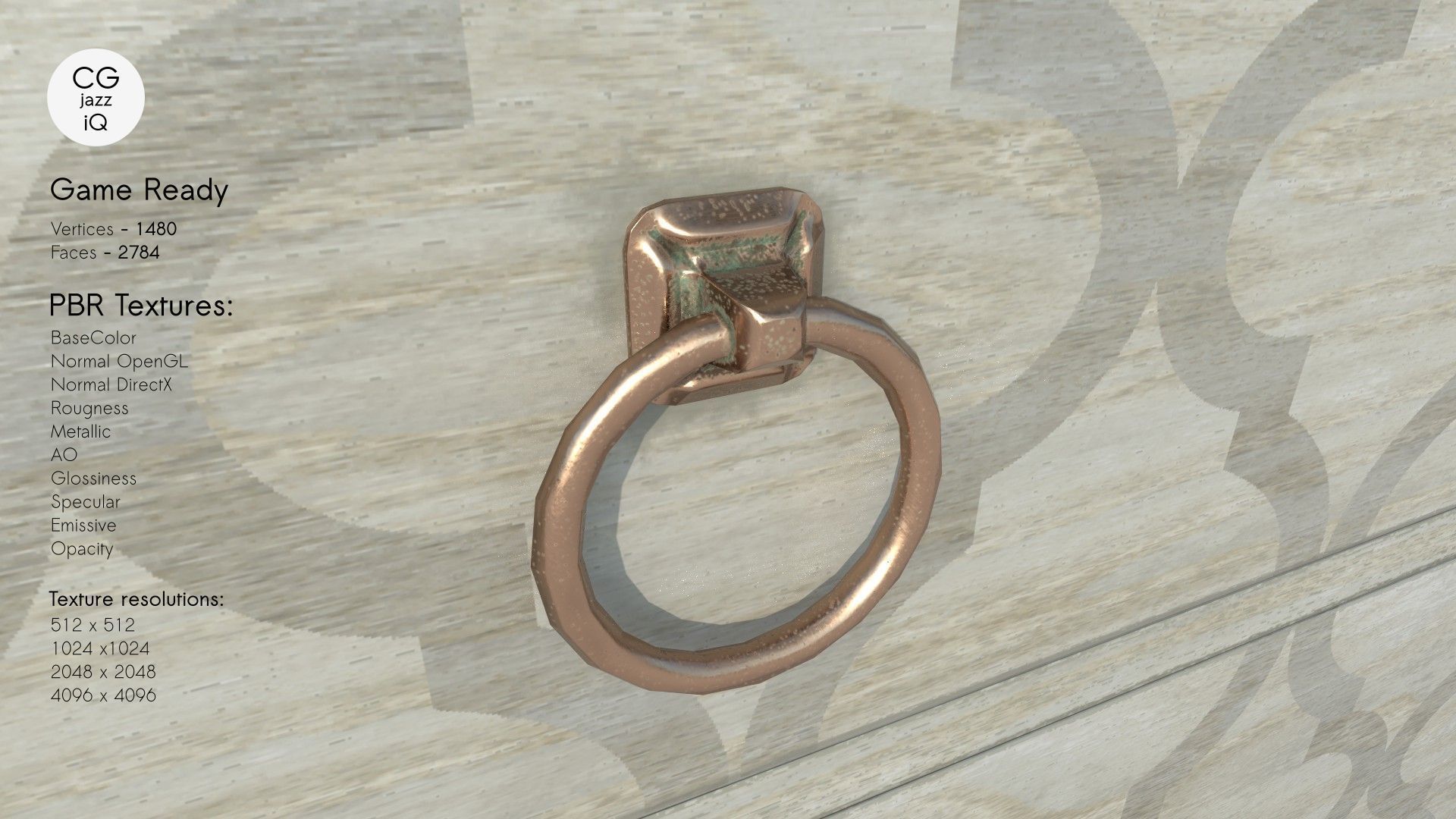 Three Drawer Hall Chest Low-poly 3D model_4