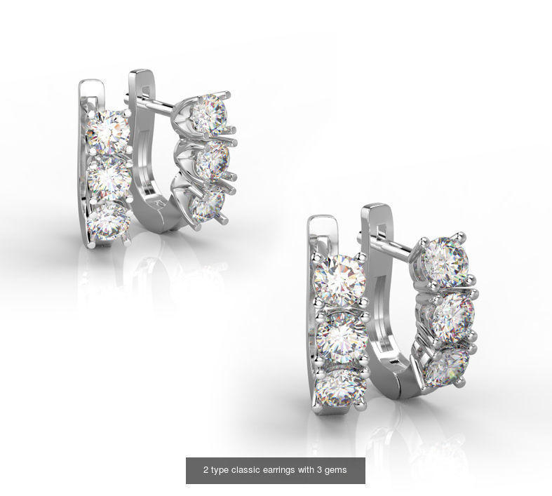 Pack of 13 classic earrings 3D Model Collection_6