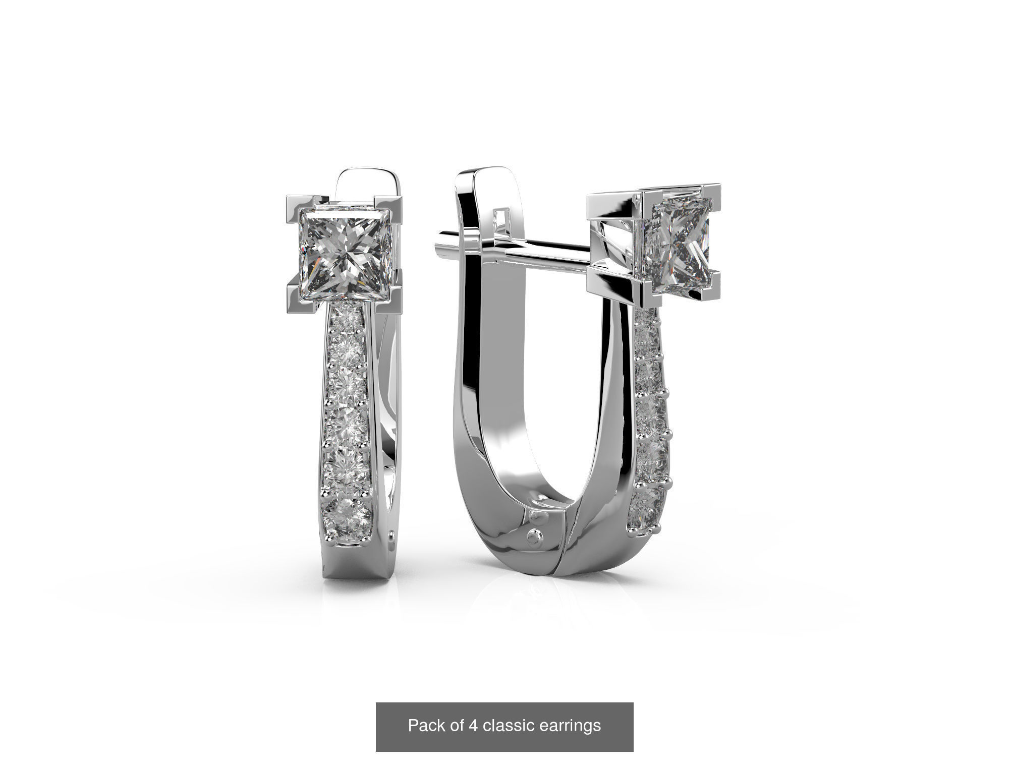 Pack of 13 classic earrings 3D Model Collection_2