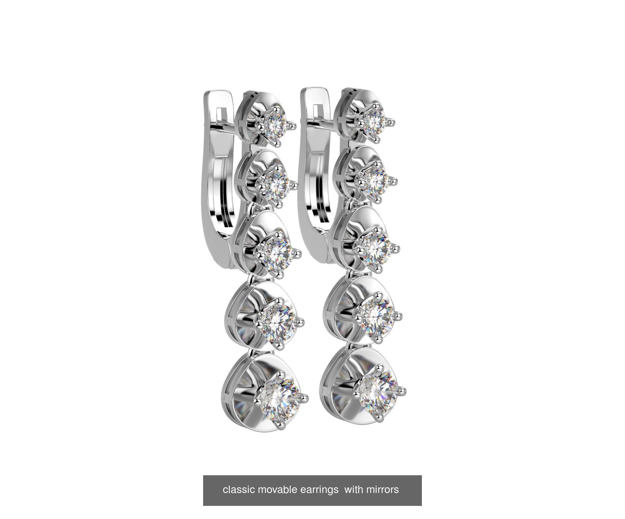Pack of 13 classic earrings 3D Model Collection_7