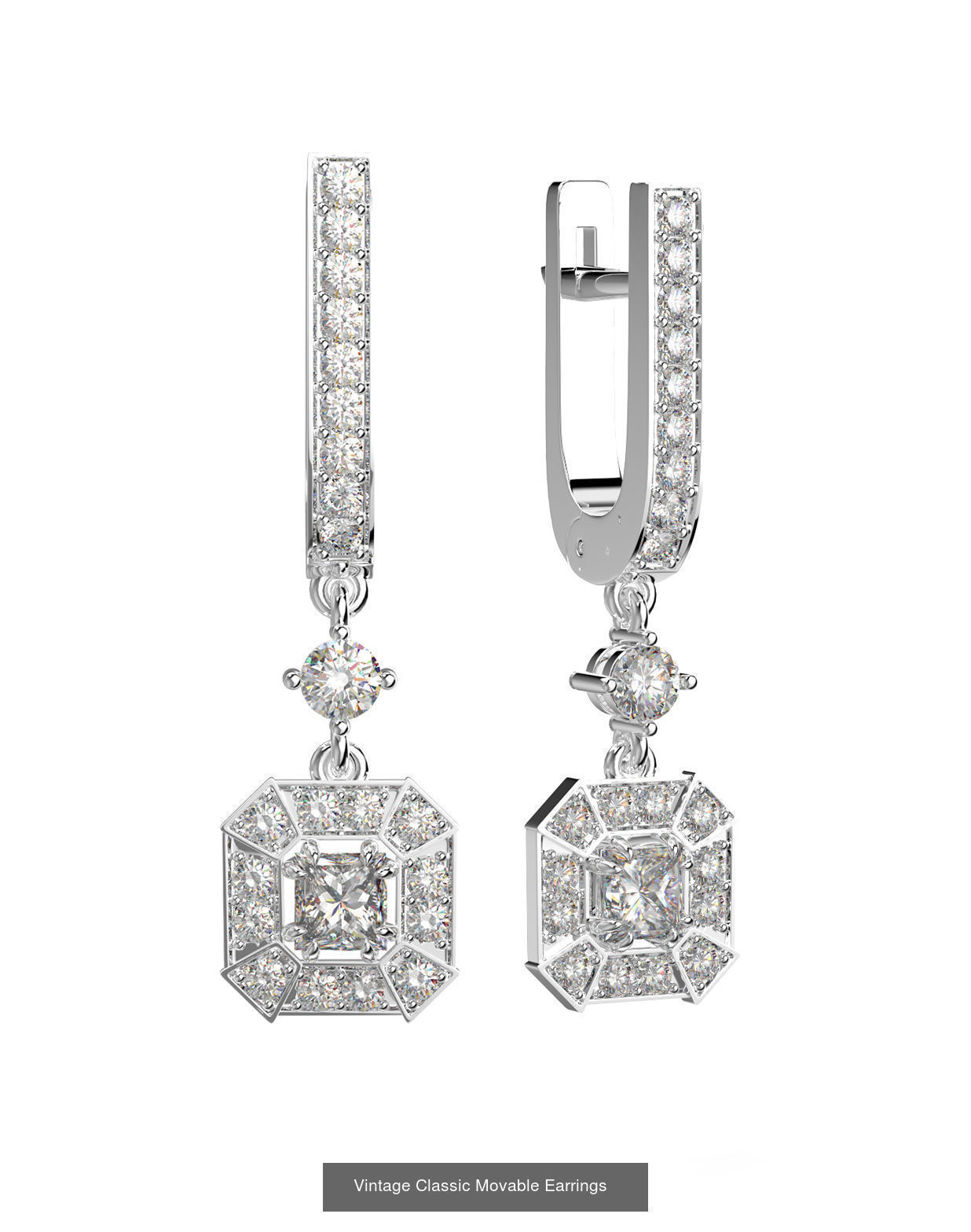 Pack of 13 classic earrings 3D Model Collection_4