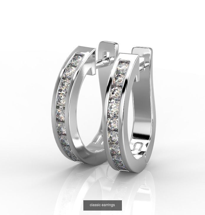 Pack of 13 classic earrings 3D Model Collection_5