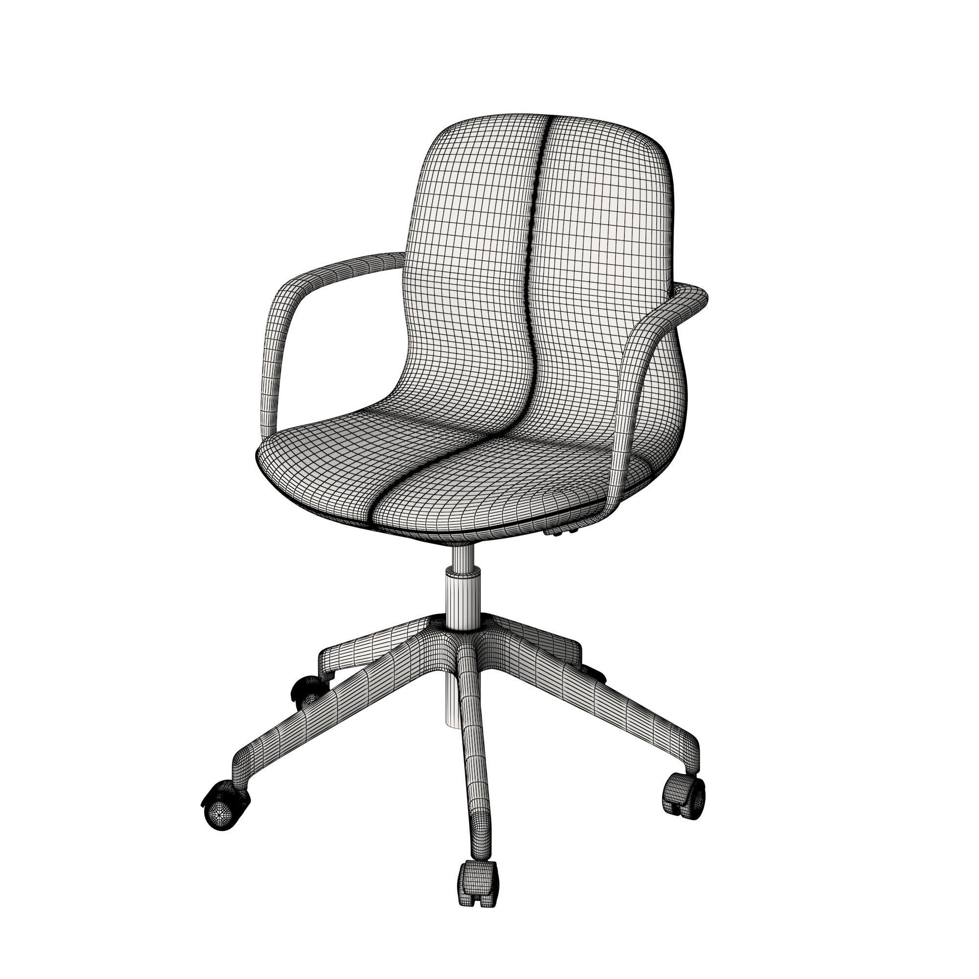 LANGFJALL office chair with castor wheels 3D model_6