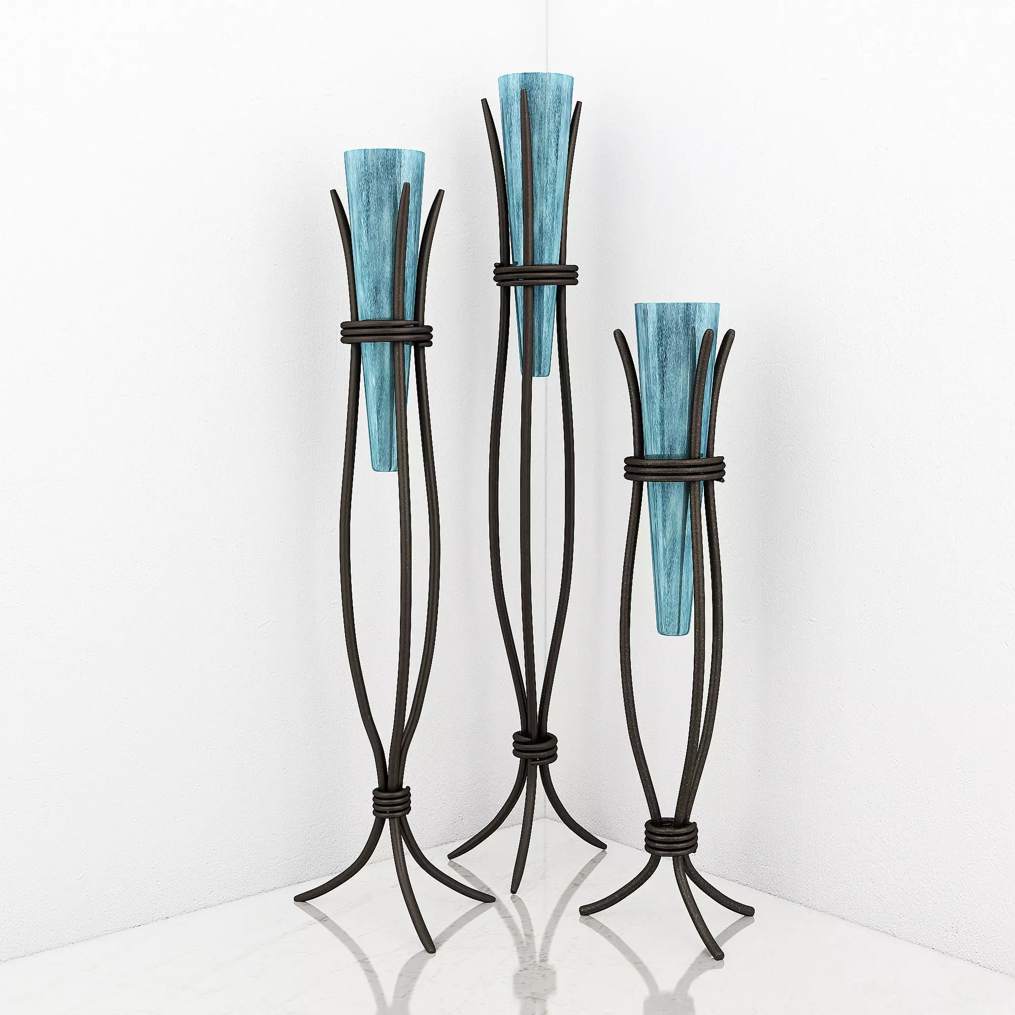 Floor vases with hand painted glass Free 3D model