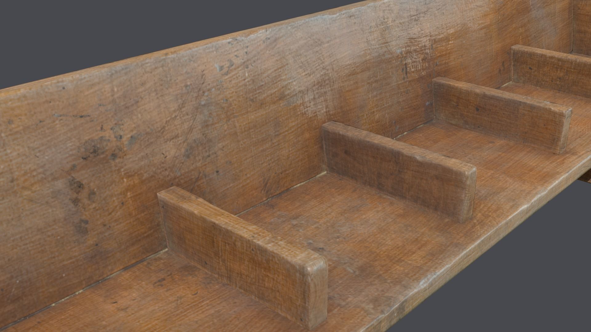 Wooden bench Low-poly 3D model_1