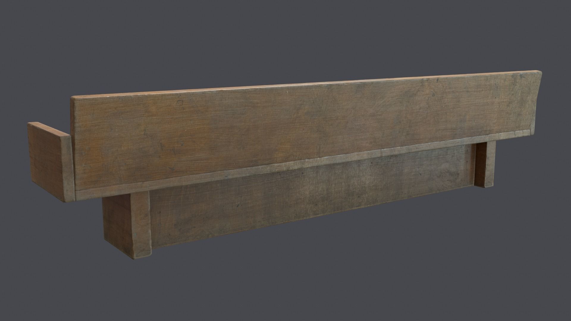Wooden bench Low-poly 3D model_5