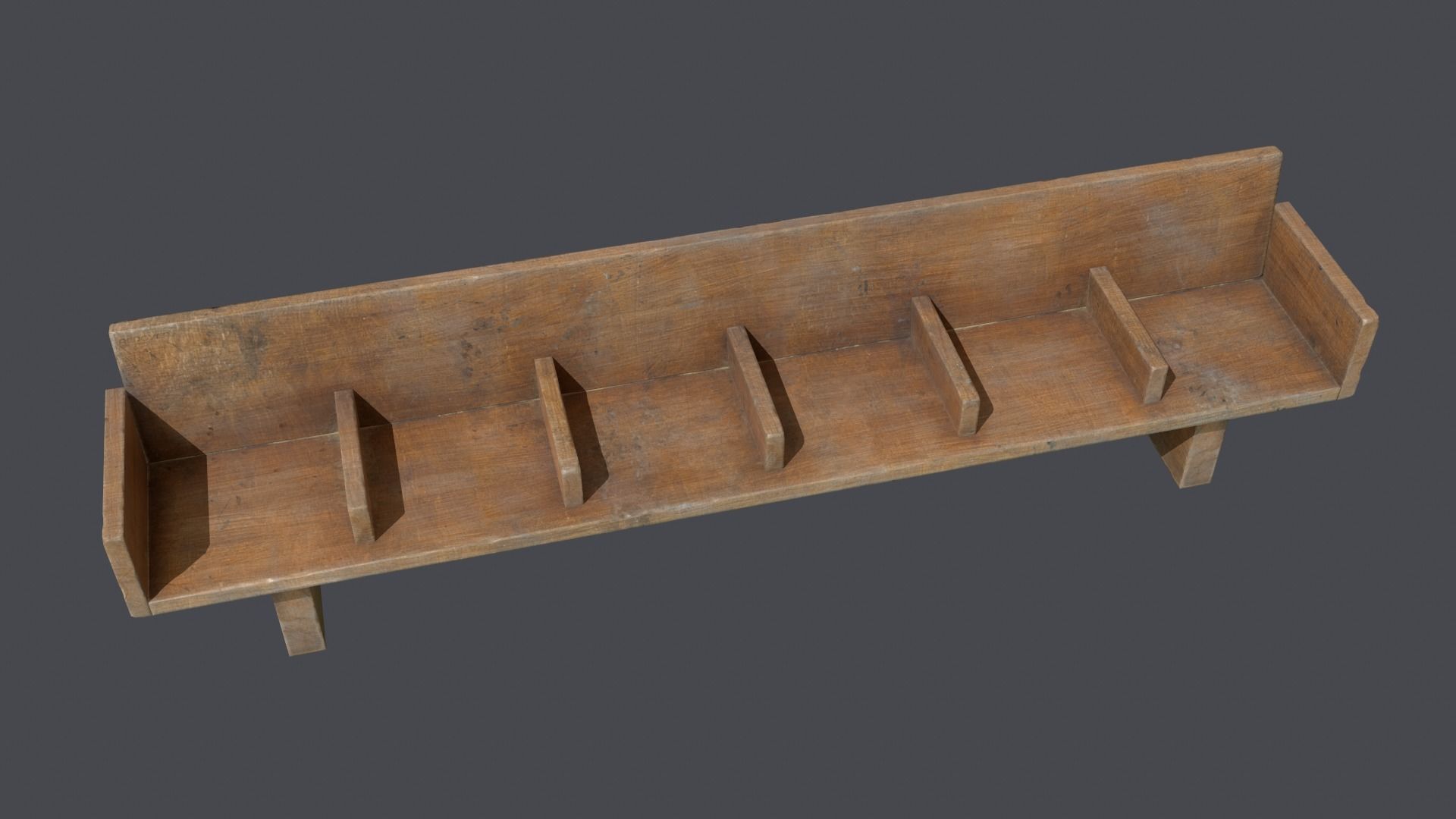 Wooden bench Low-poly 3D model_8
