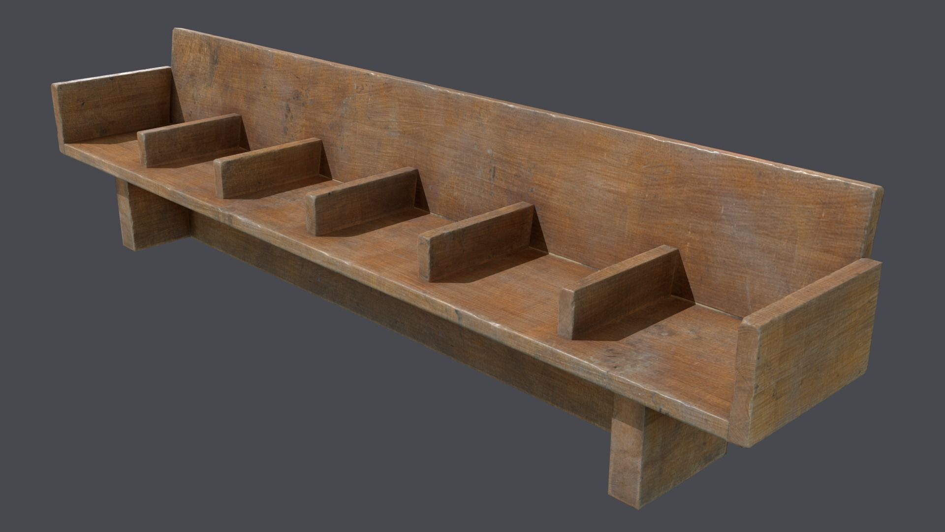 Wooden bench Low-poly 3D model_2