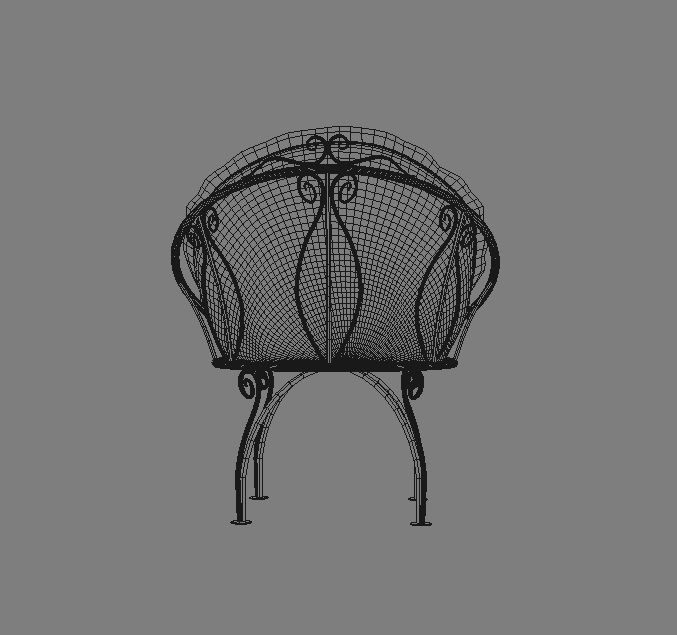 Wrought iron chair 3D model_2
