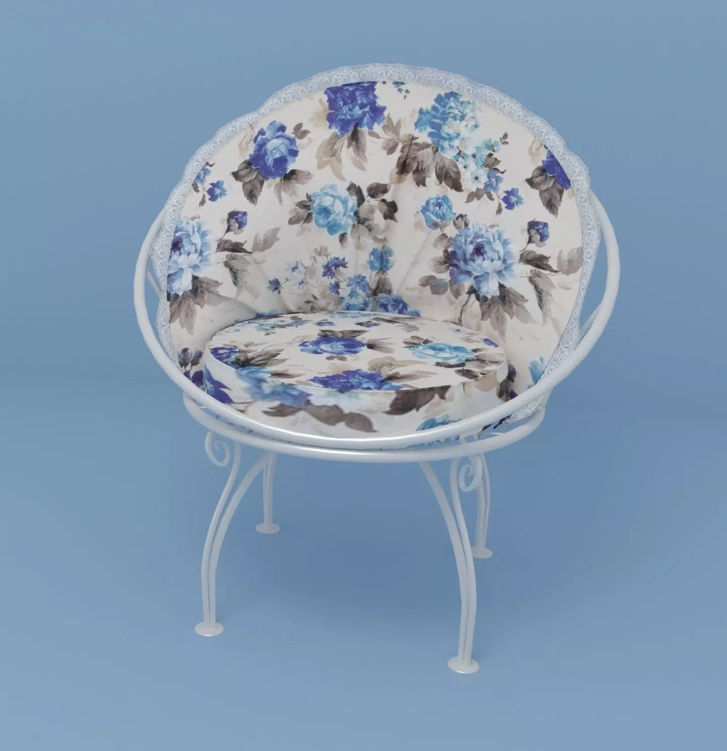 Wrought iron chair 3D model_0