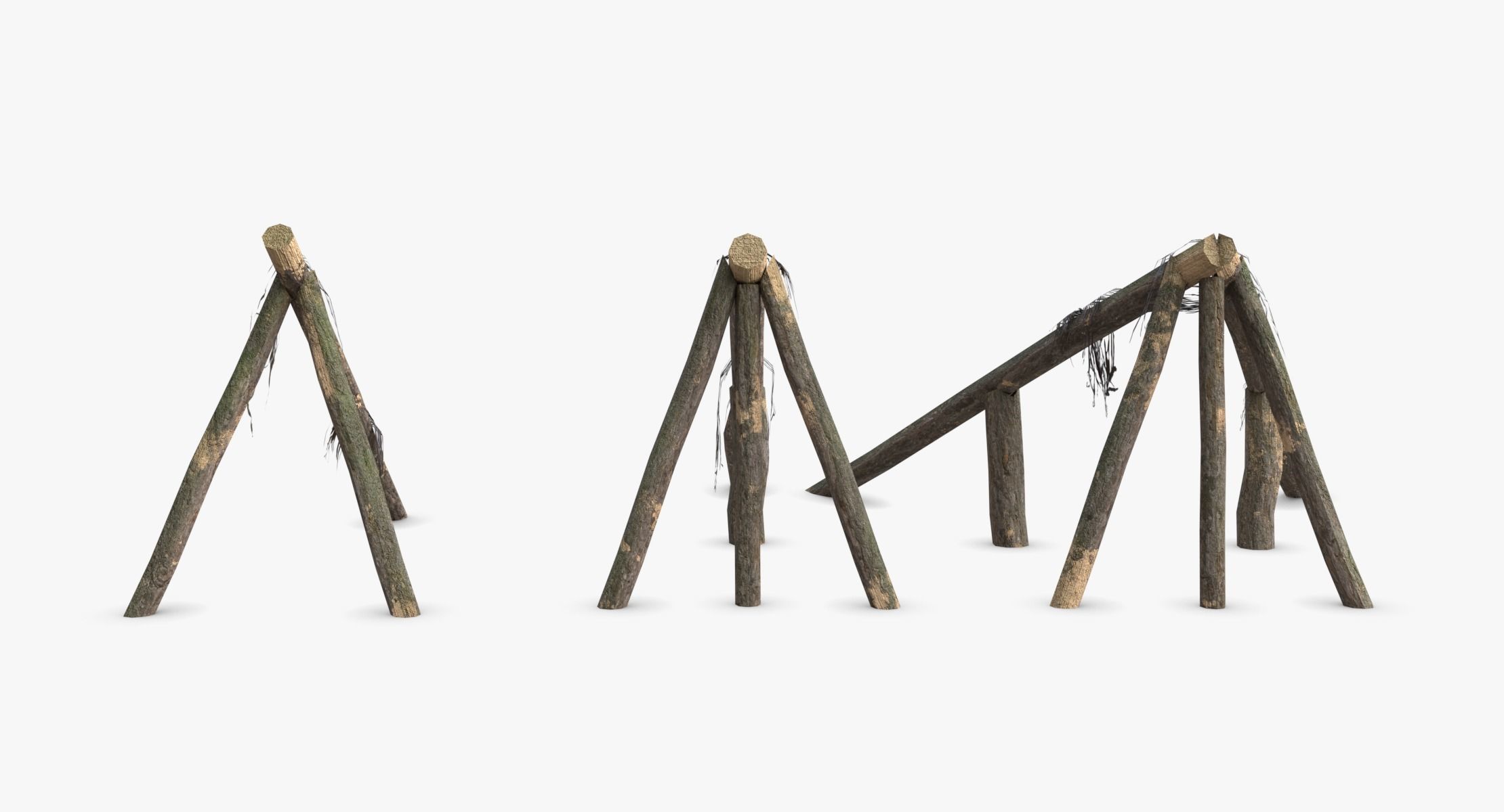 Log Ramps Obstacles WWII Low-poly 3D model_6