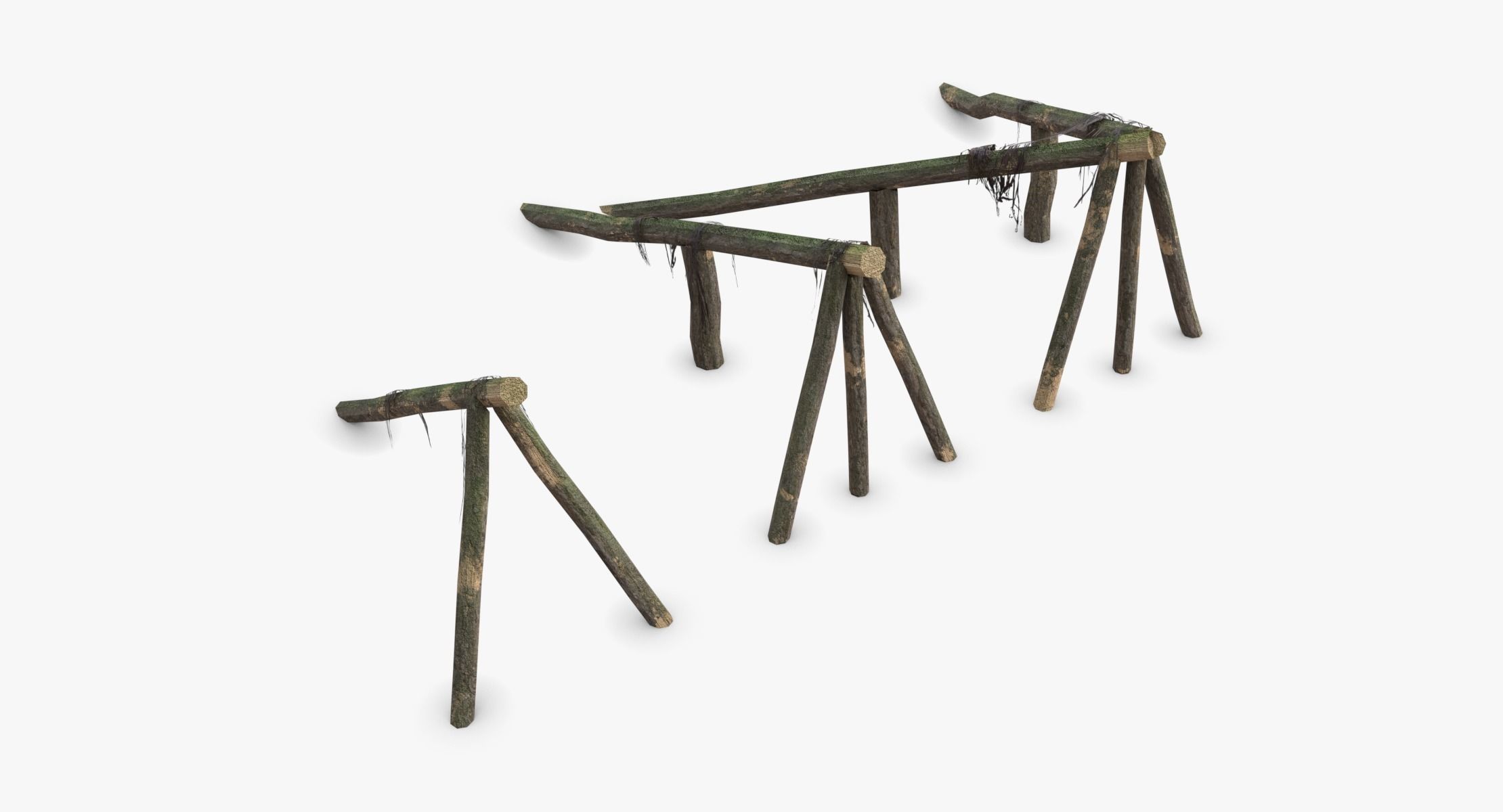 Log Ramps Obstacles WWII Low-poly 3D model_5