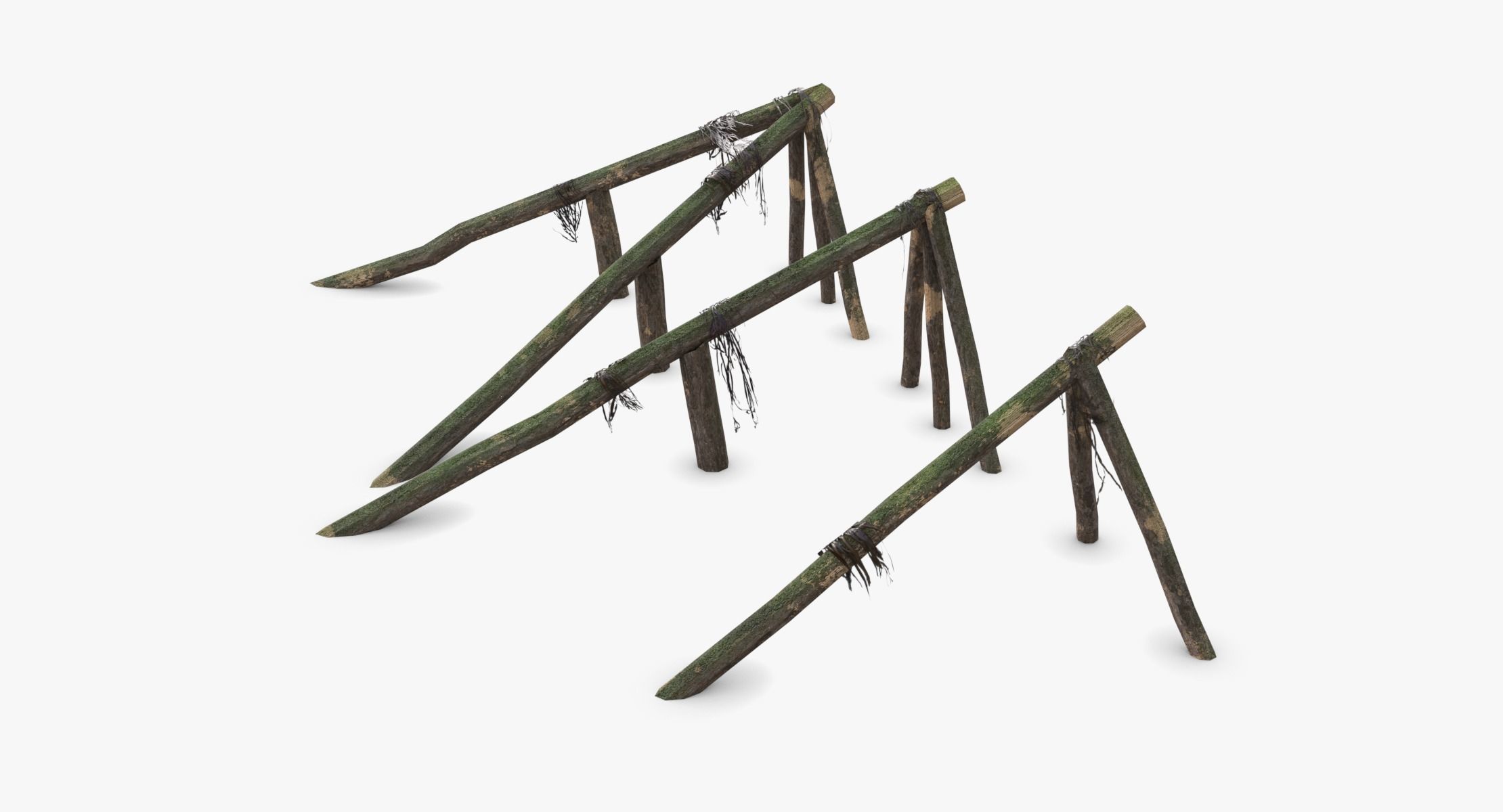 Log Ramps Obstacles WWII Low-poly 3D model_4
