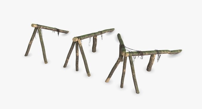 Log Ramps Obstacles WWII Low-poly 3D model