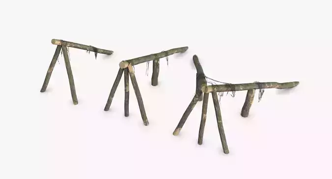 Log Ramps Obstacles WWII Low-poly 3D model