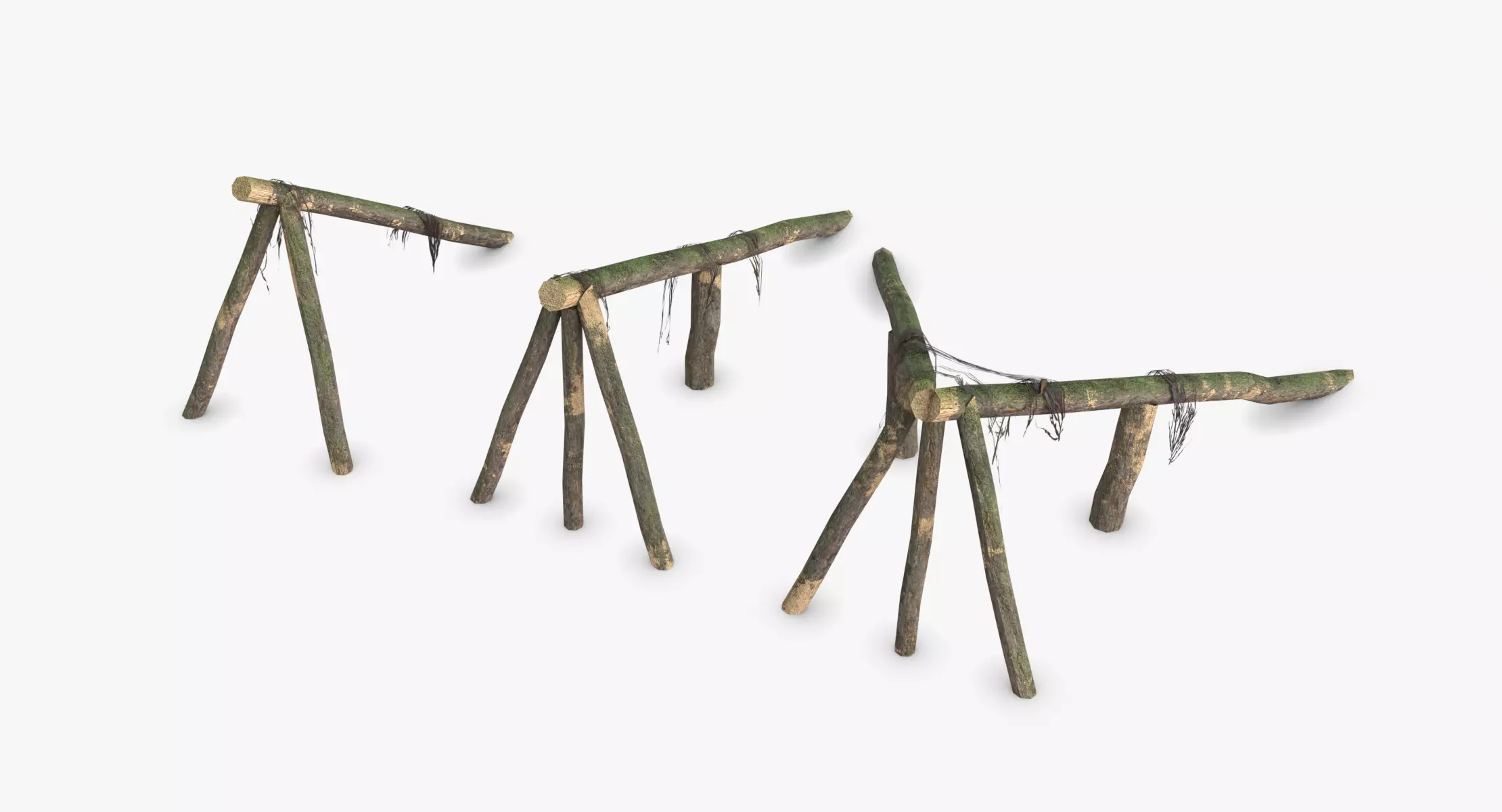 Log Ramps Obstacles WWII Low-poly 3D model_0
