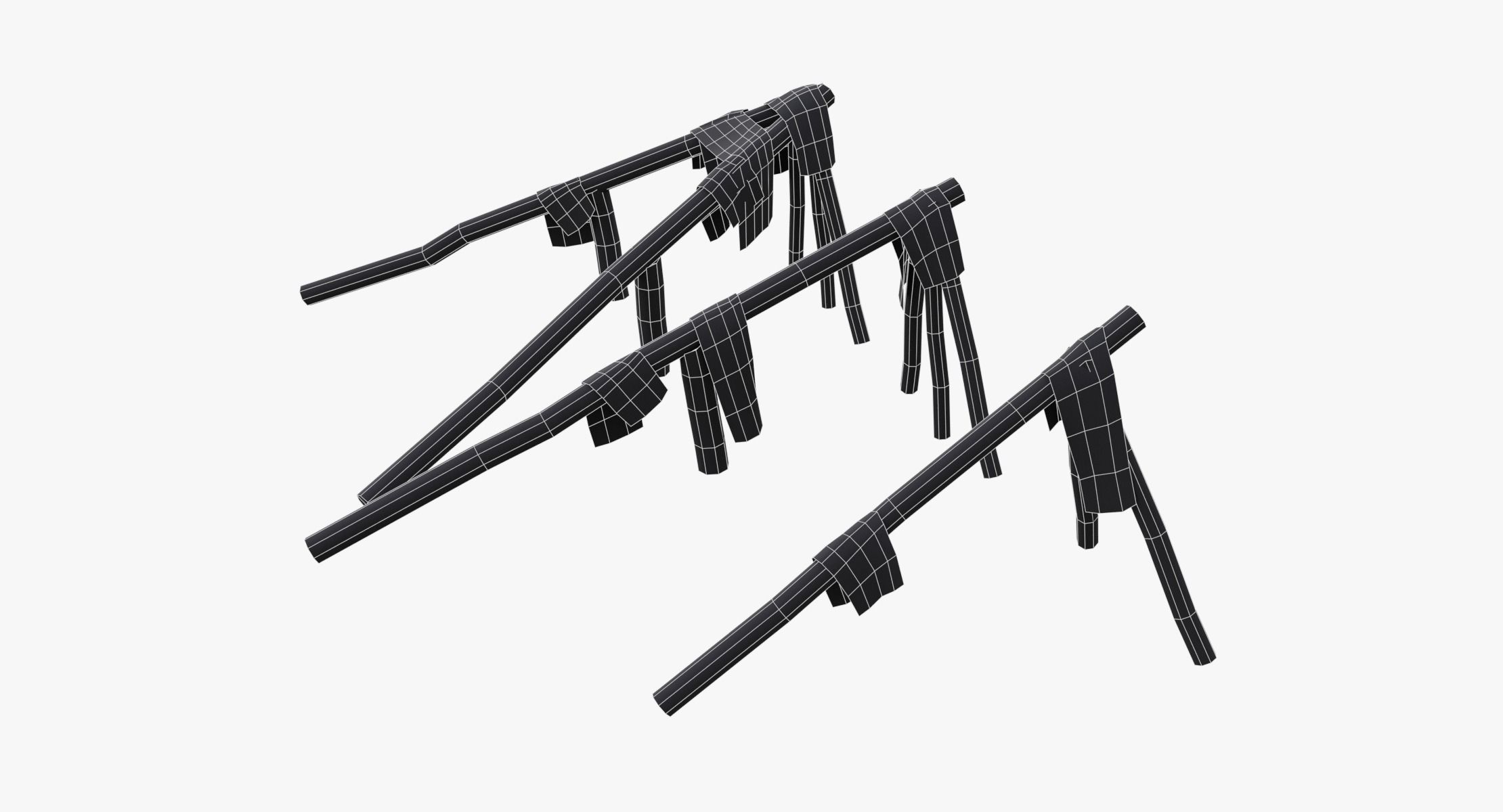Log Ramps Obstacles WWII Low-poly 3D model_12