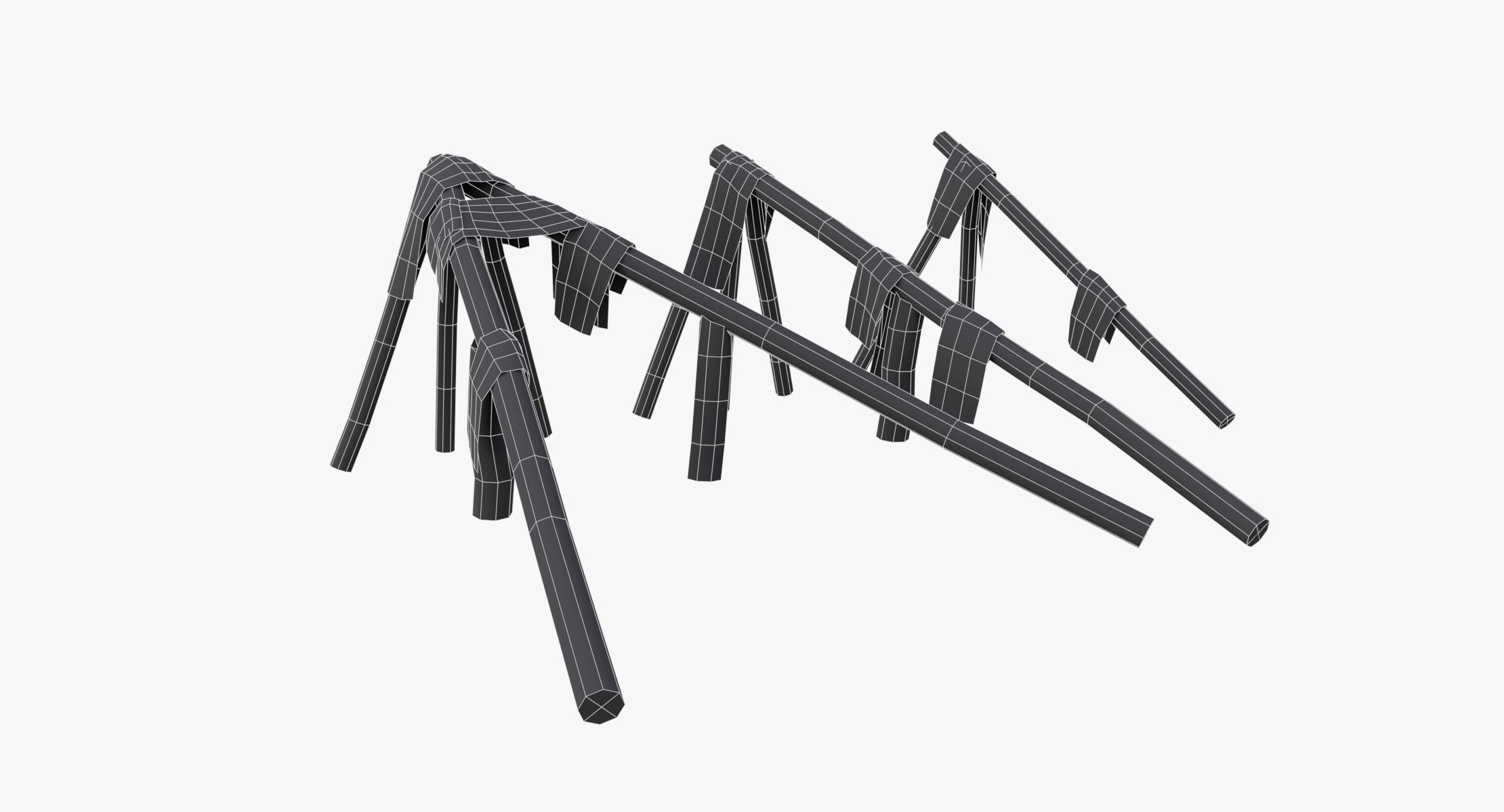 Log Ramps Obstacles WWII Low-poly 3D model_10