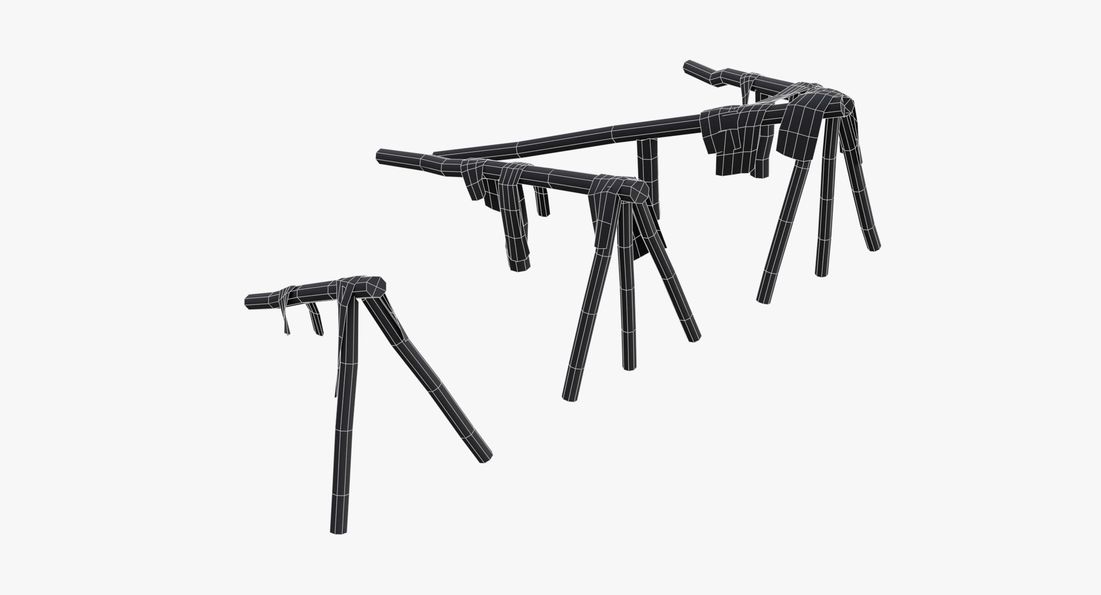 Log Ramps Obstacles WWII Low-poly 3D model_13