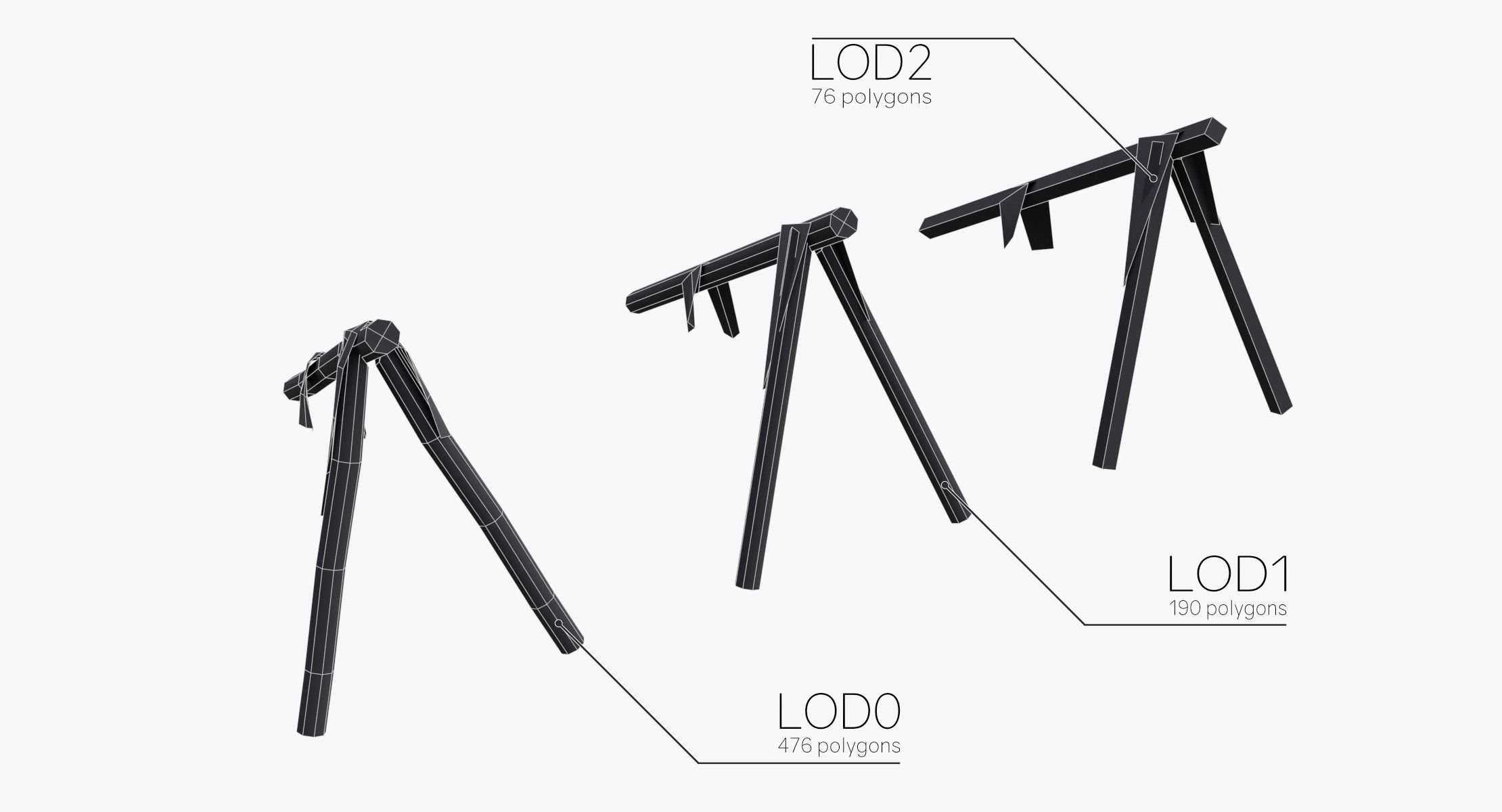 Log Ramps Obstacles WWII Low-poly 3D model_15
