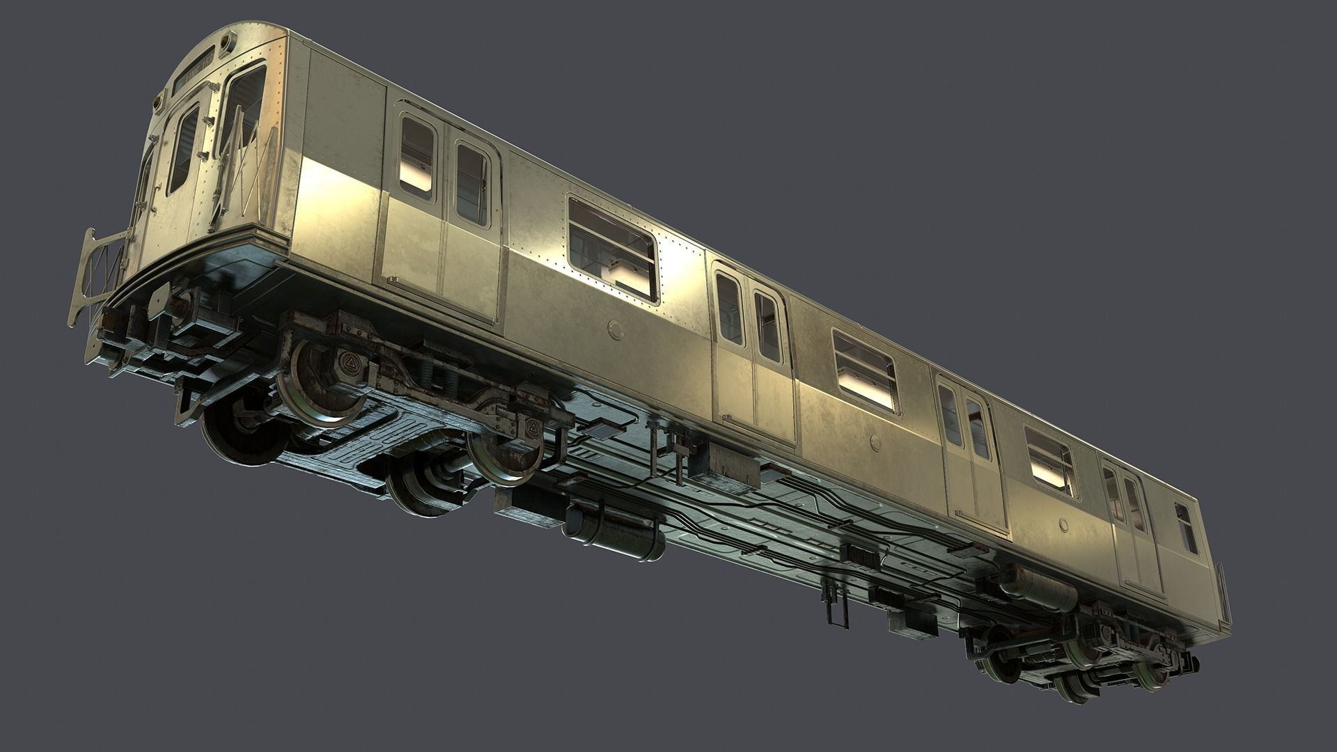 Metro subway train Low-poly 3D model_5