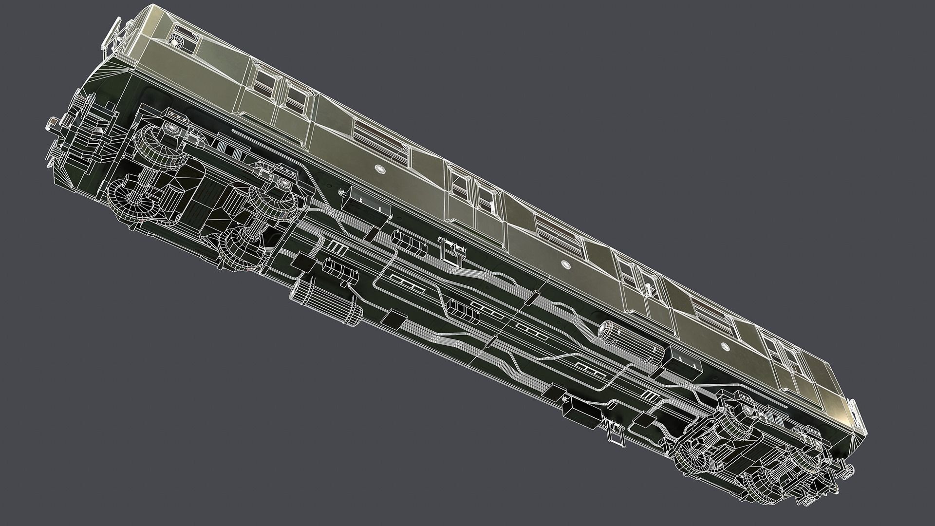 Metro subway train Low-poly 3D model_19