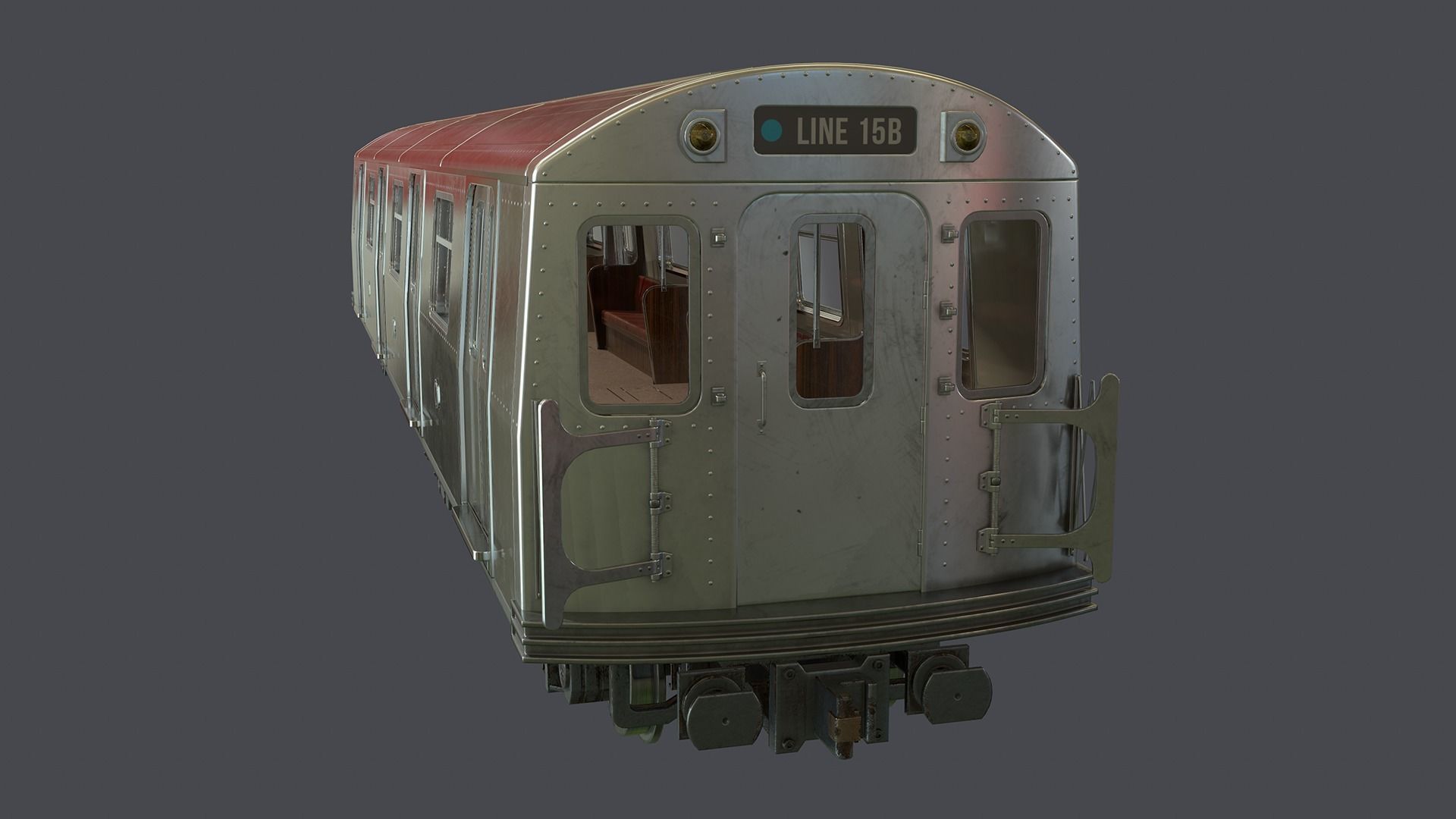 Metro subway train Low-poly 3D model_6