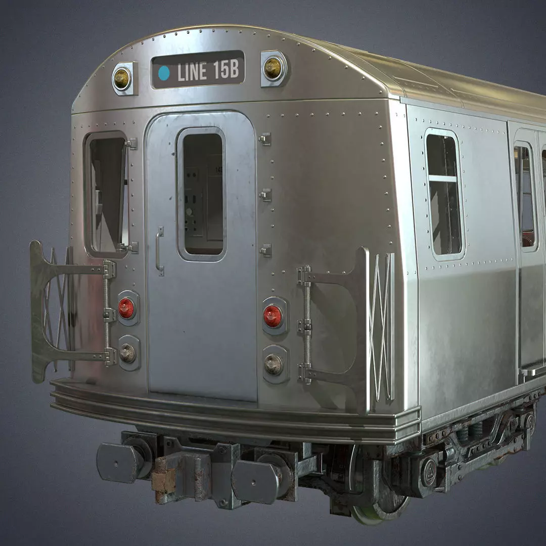 Metro subway train Low-poly 3D model_0