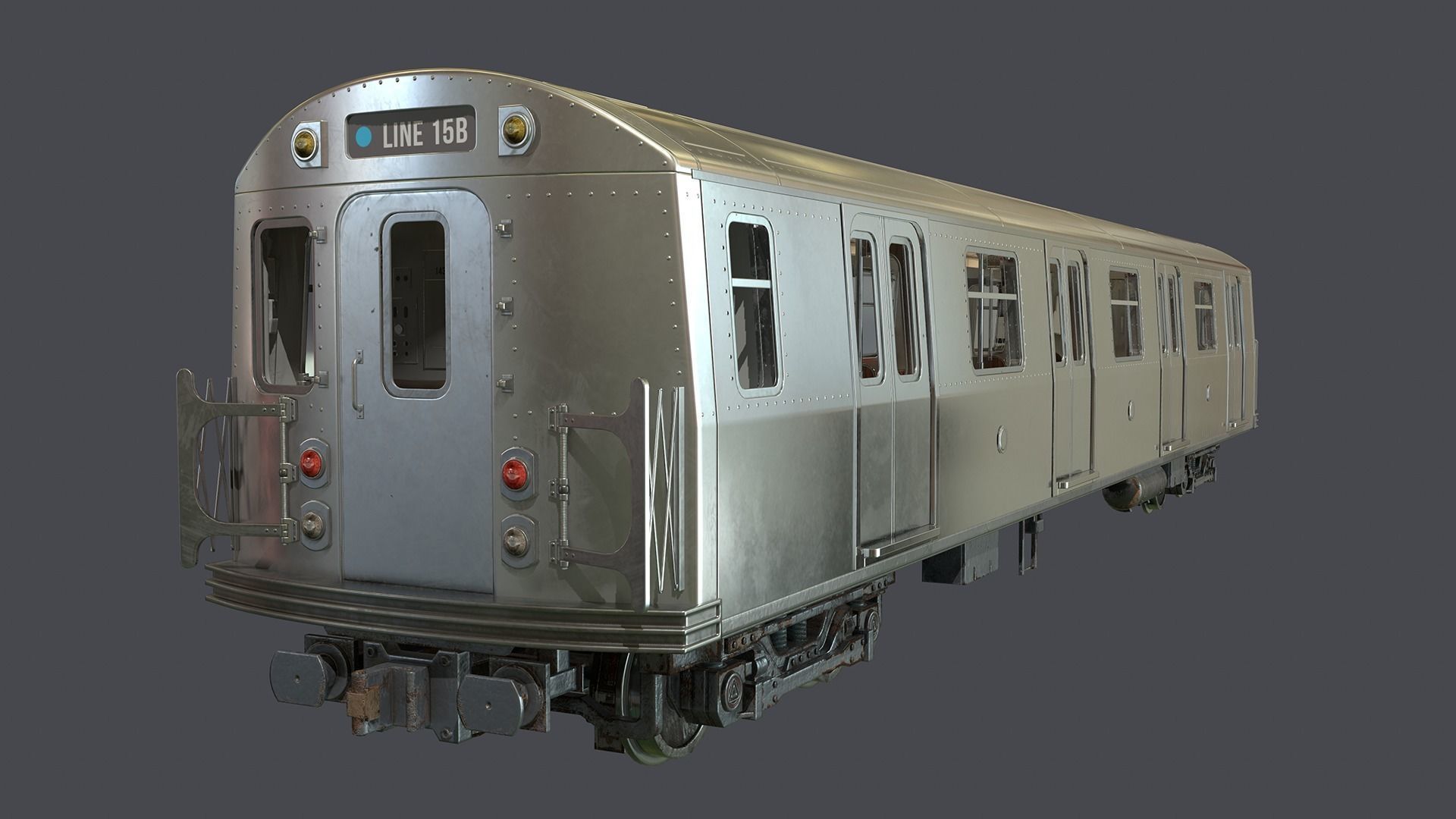 Metro subway train Low-poly 3D model_1