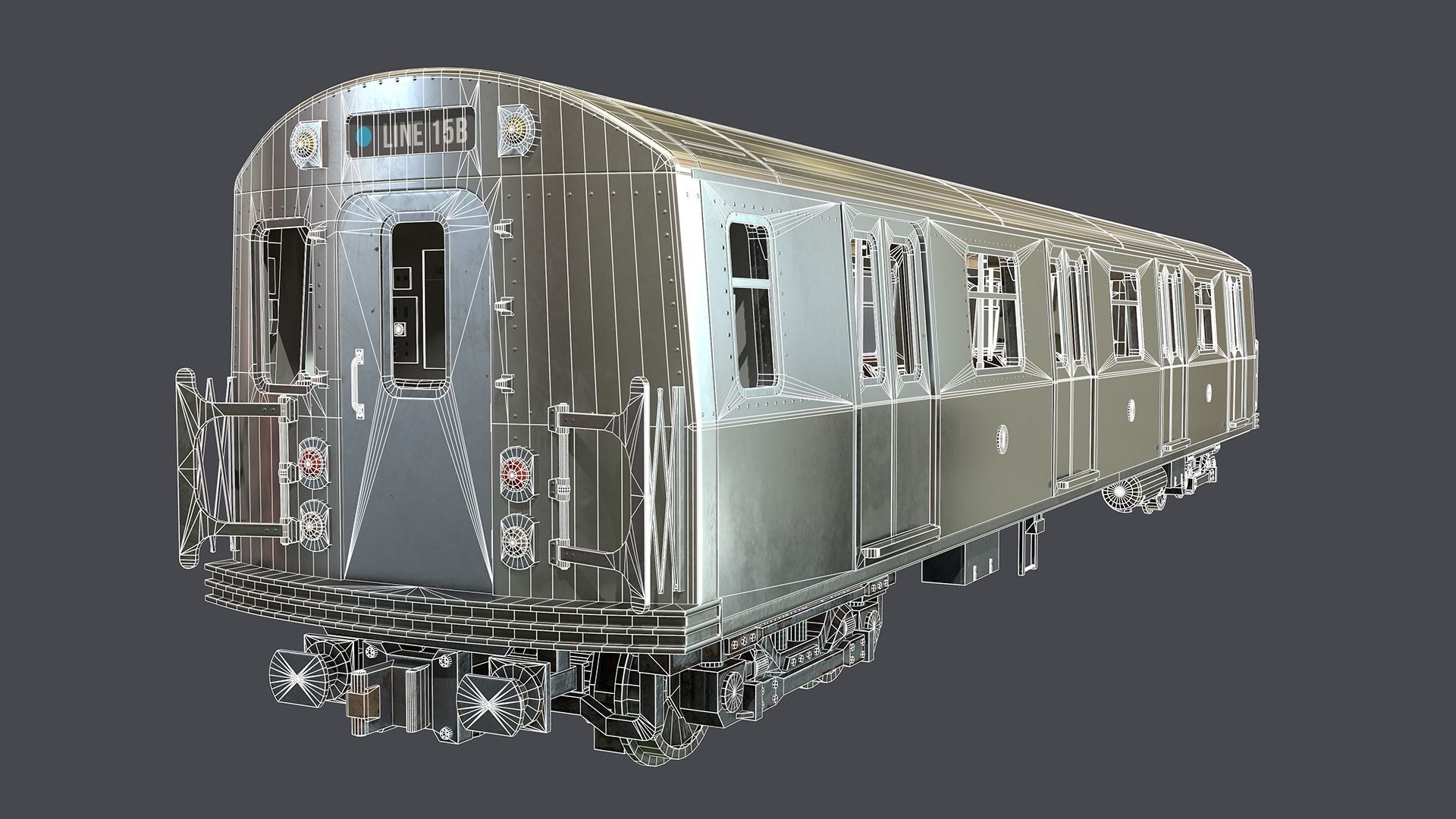 Metro subway train Low-poly 3D model_17