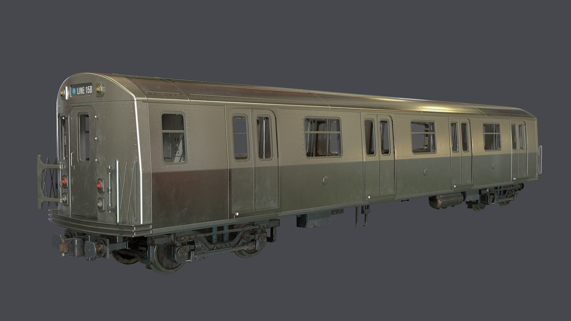 Metro subway train Low-poly 3D model_2