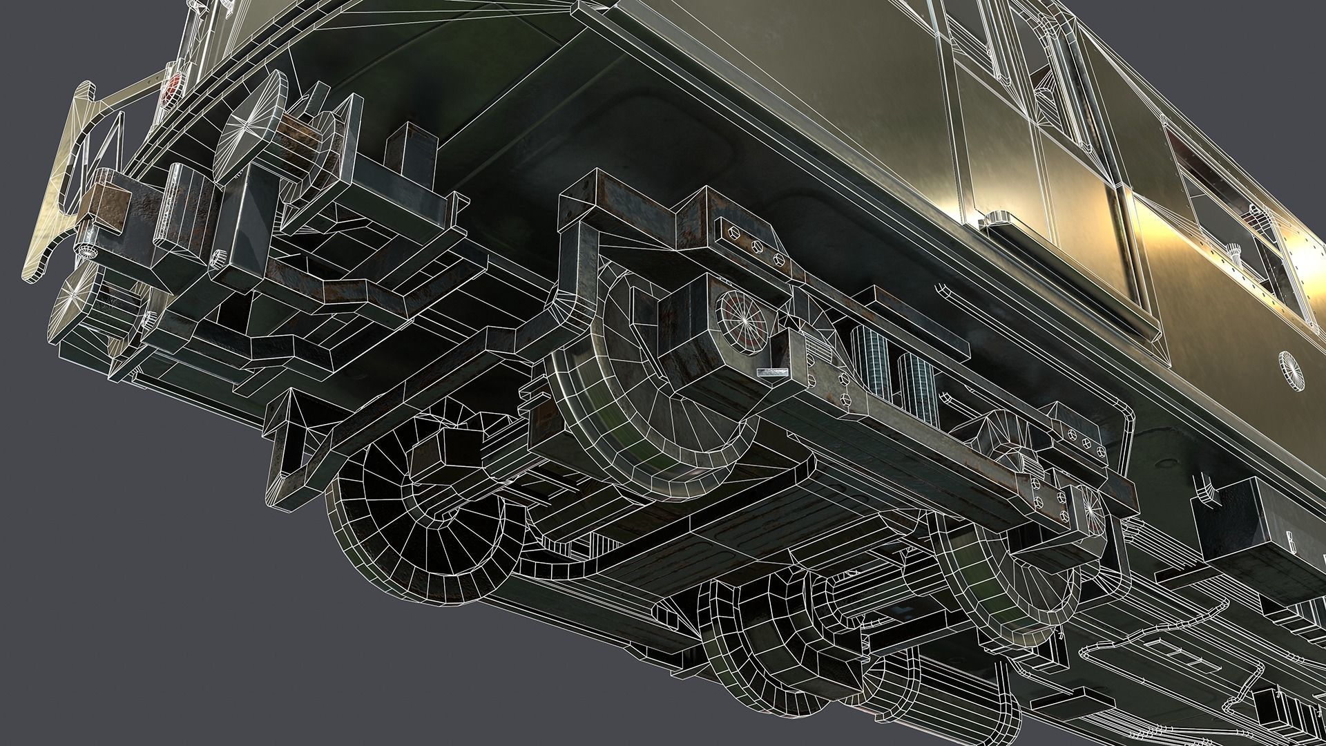 Metro subway train Low-poly 3D model_18