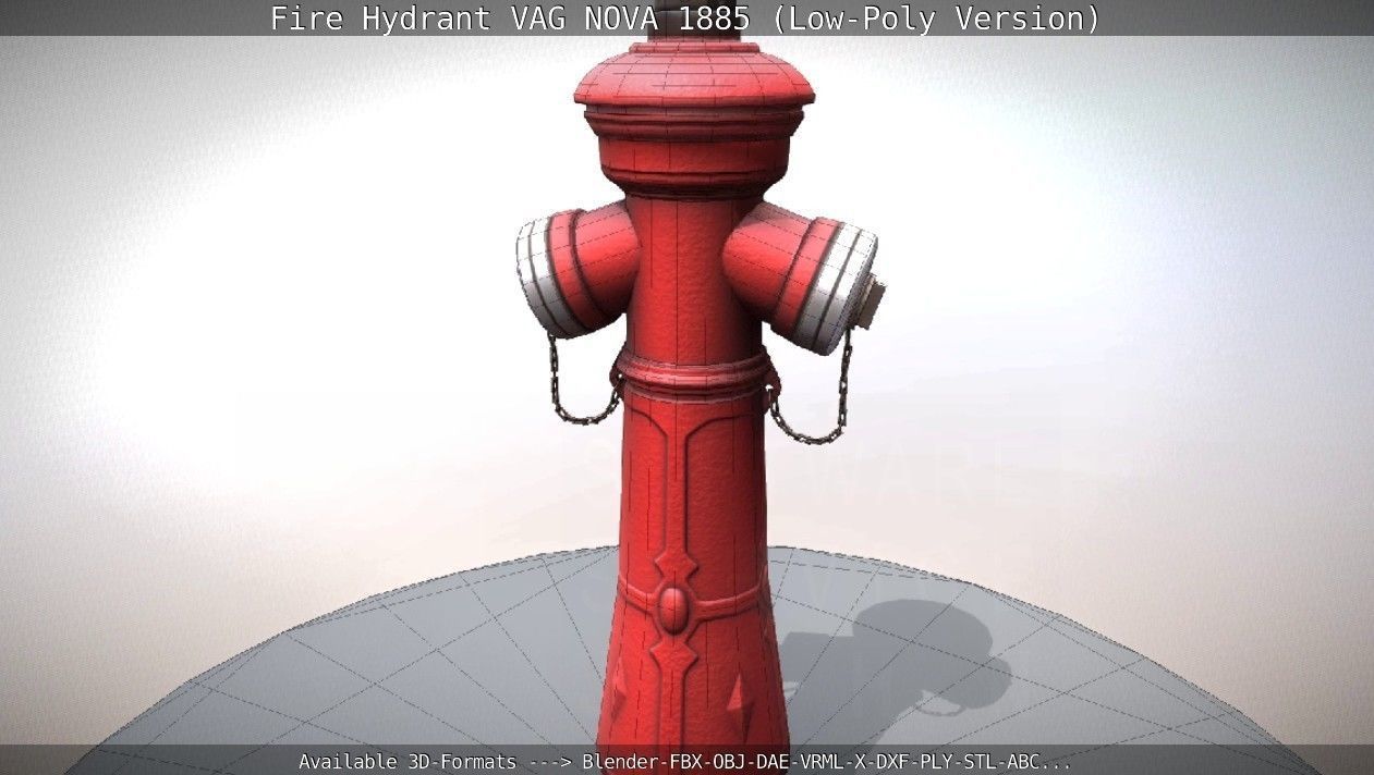 Fire Hydrant VAG NOVA 1885 - Low-Poly Version Low-poly 3D model_37