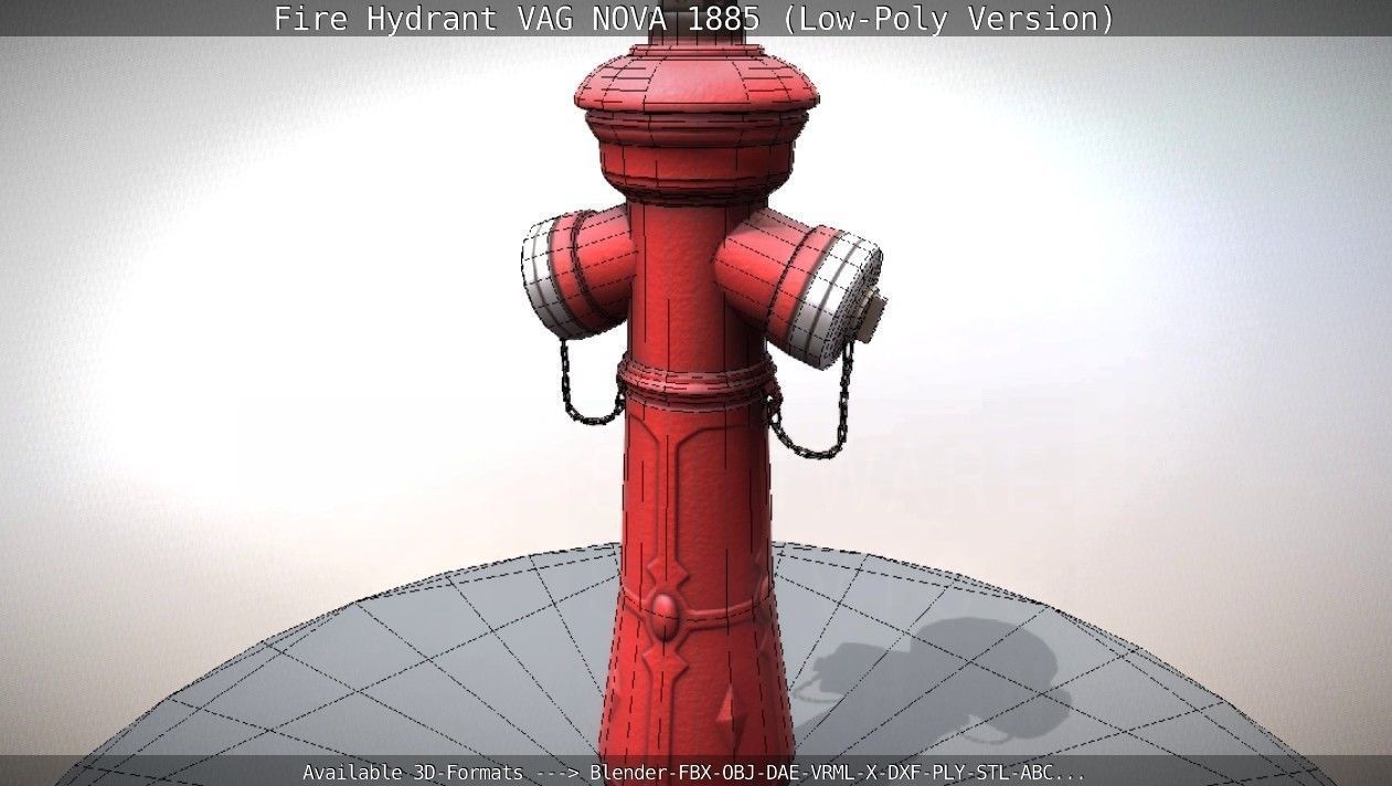 Fire Hydrant VAG NOVA 1885 - Low-Poly Version Low-poly 3D model_8