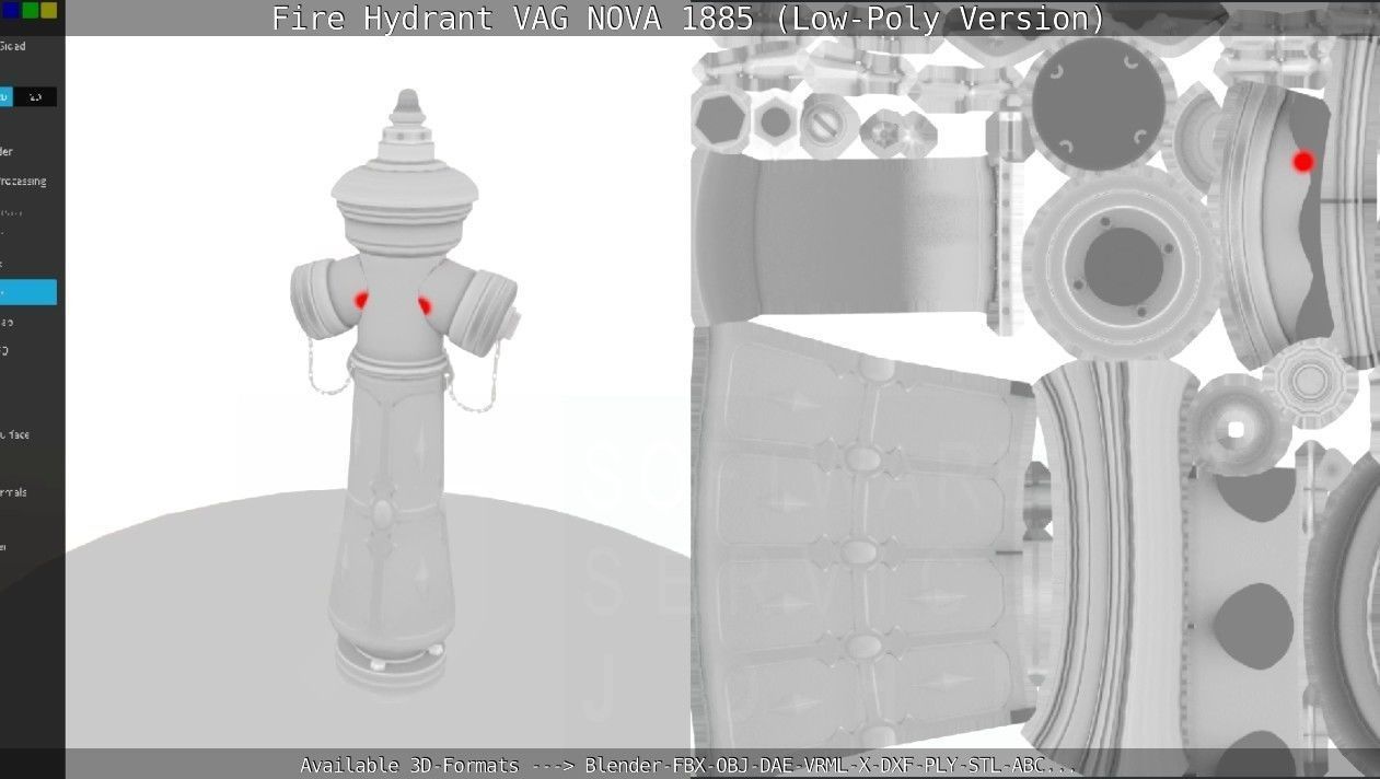 Fire Hydrant VAG NOVA 1885 - Low-Poly Version Low-poly 3D model_125