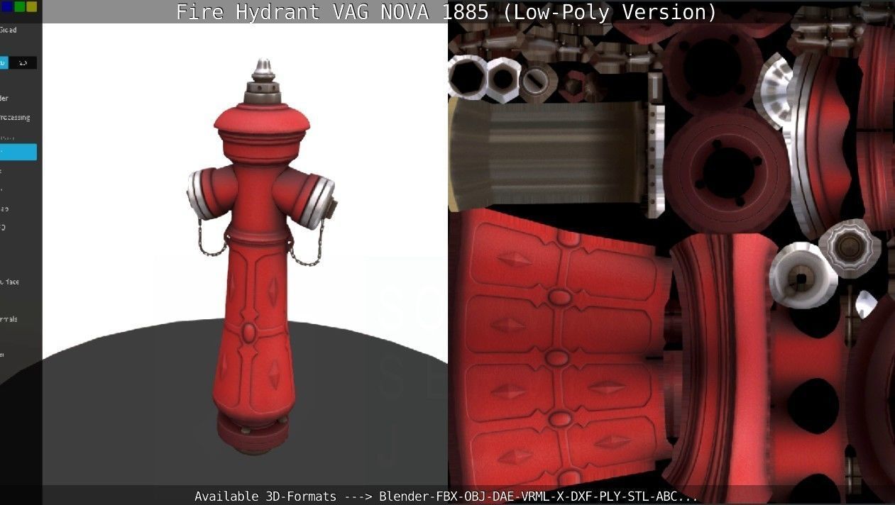 Fire Hydrant VAG NOVA 1885 - Low-Poly Version Low-poly 3D model_118