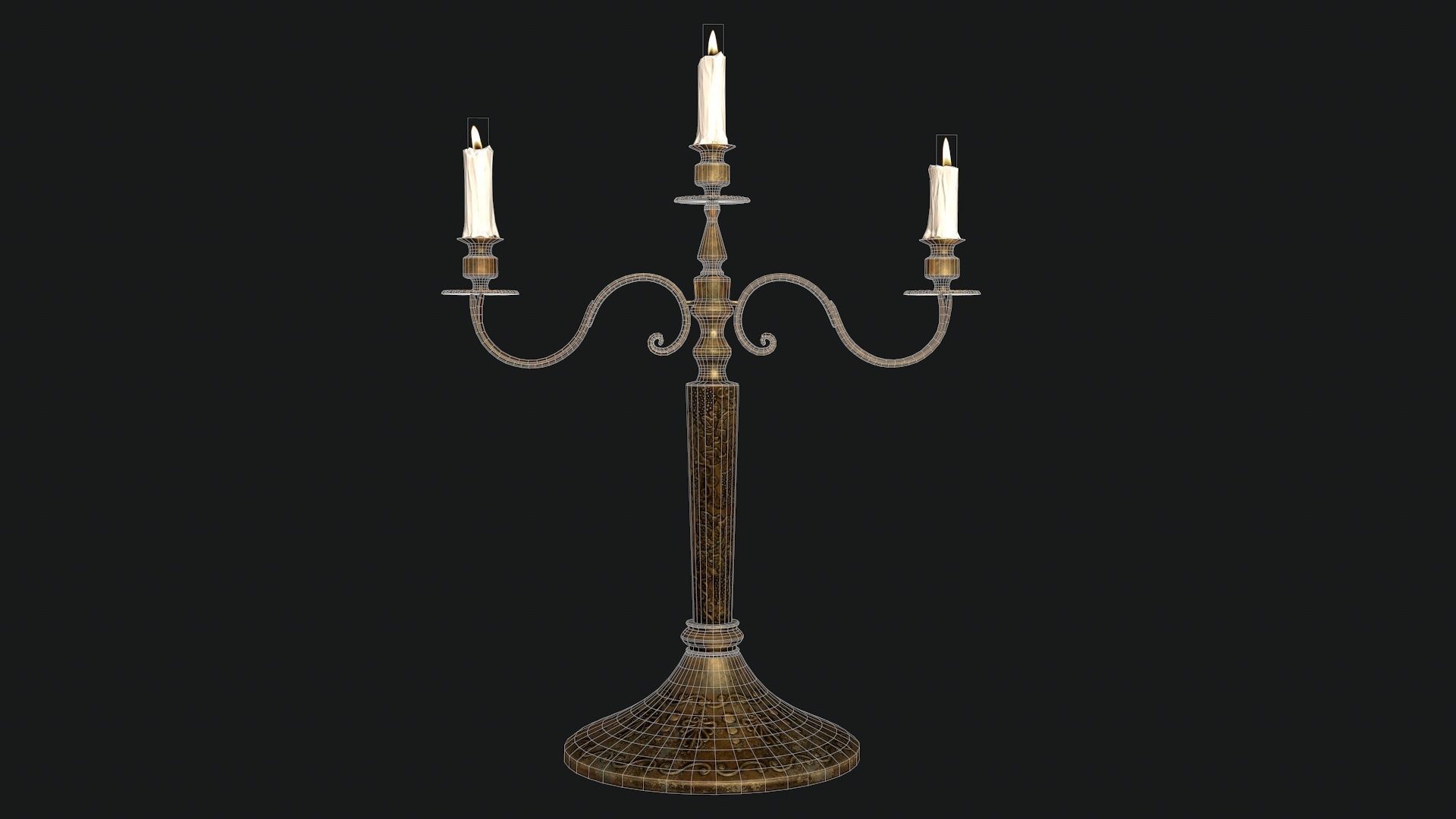 Antique Candle Tree - PBR 3D model_6