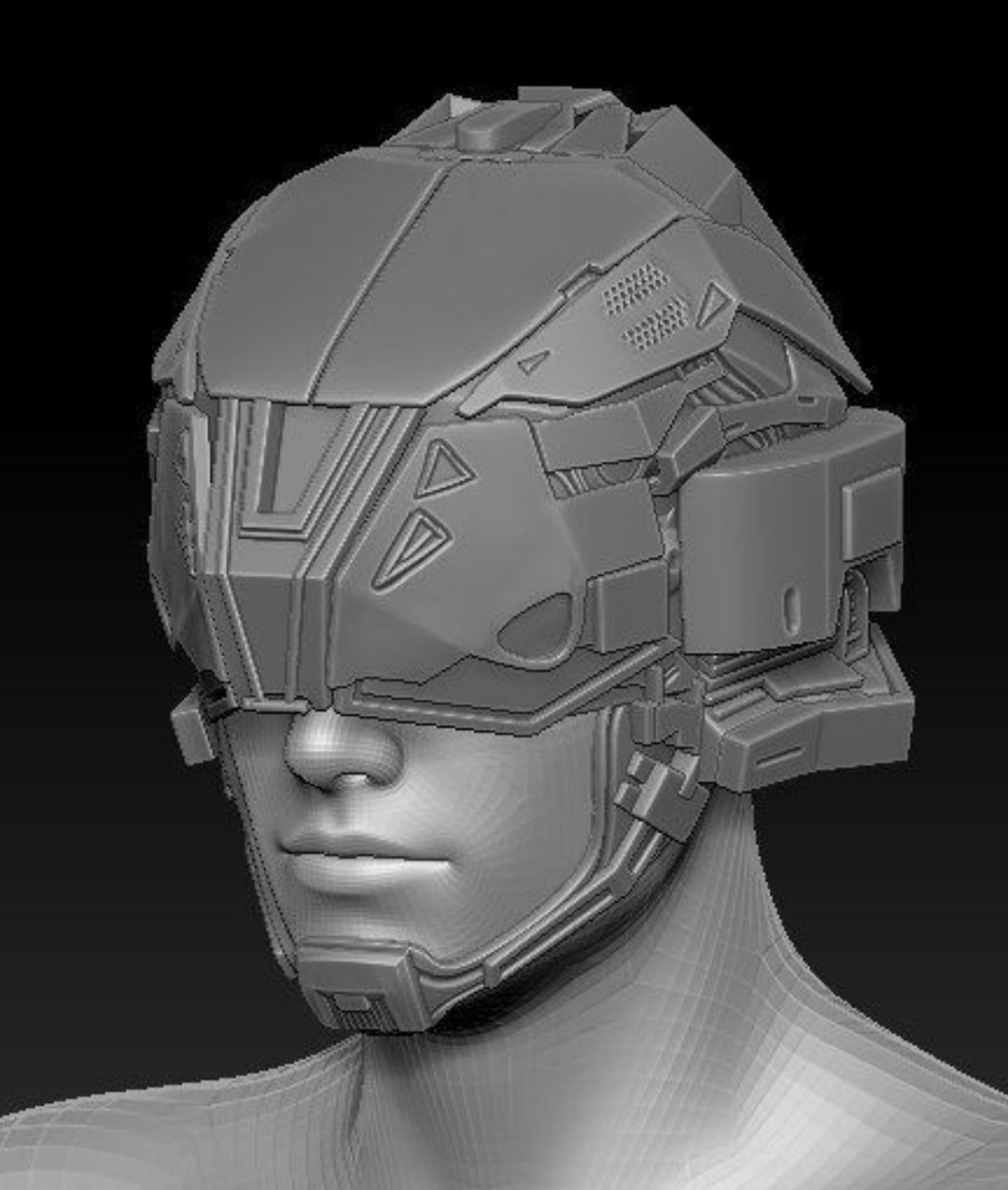 Helmet scifi  Low-poly 3D model_7