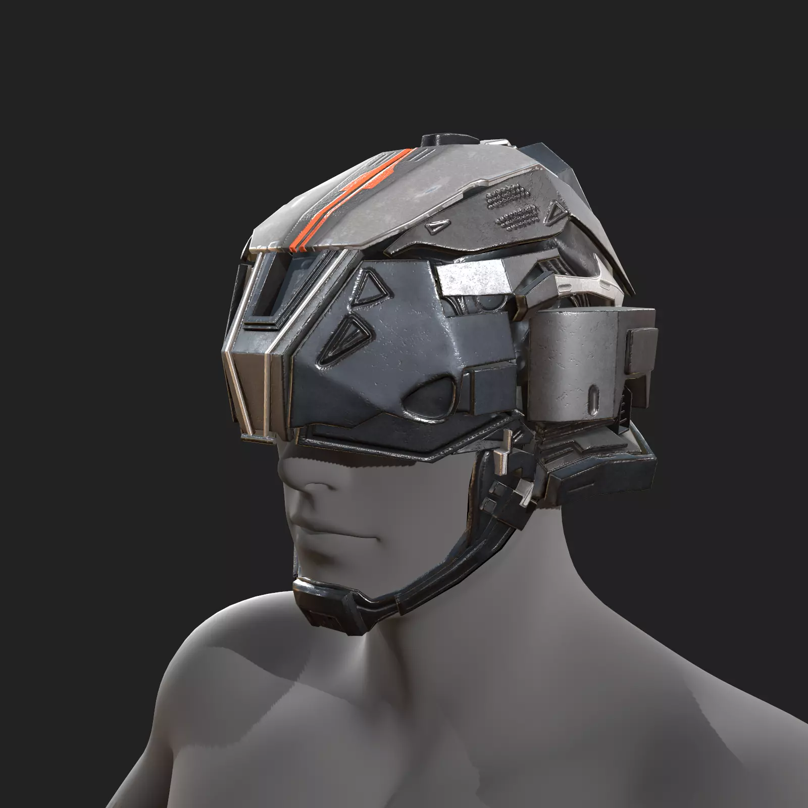 Helmet scifi  Low-poly 3D model_0