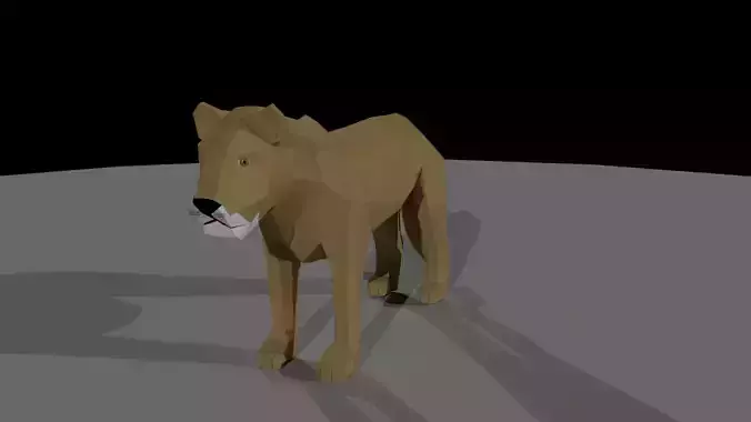 Lion Low Poly Cartoon Model