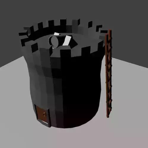 3D fortress castle tower with ladder