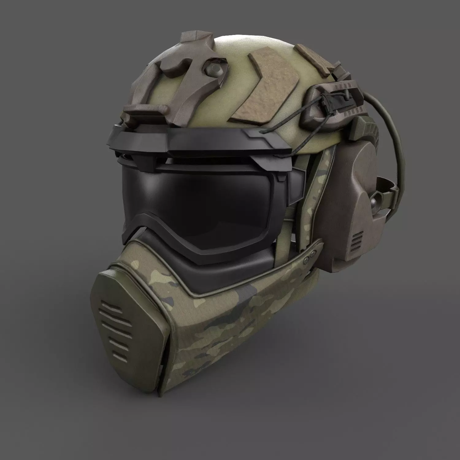 Scifi helmet military  Low-poly 3D model_0