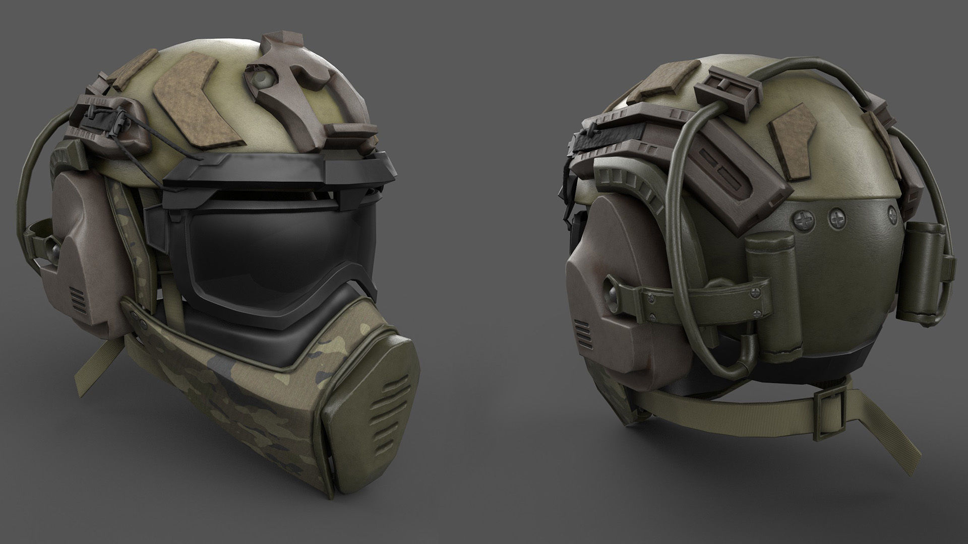 Scifi helmet military  Low-poly 3D model_3